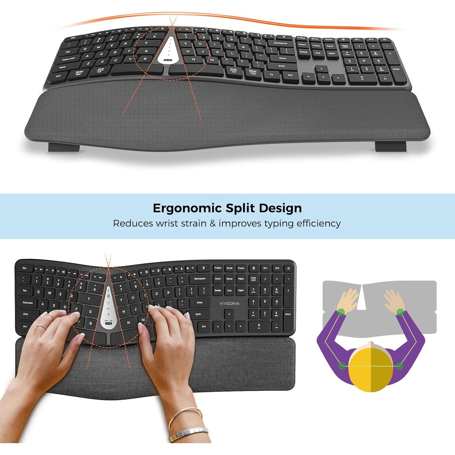 Teclado Ergonómico Dividido Kysona EK15 Inalámbrico Bluetooth