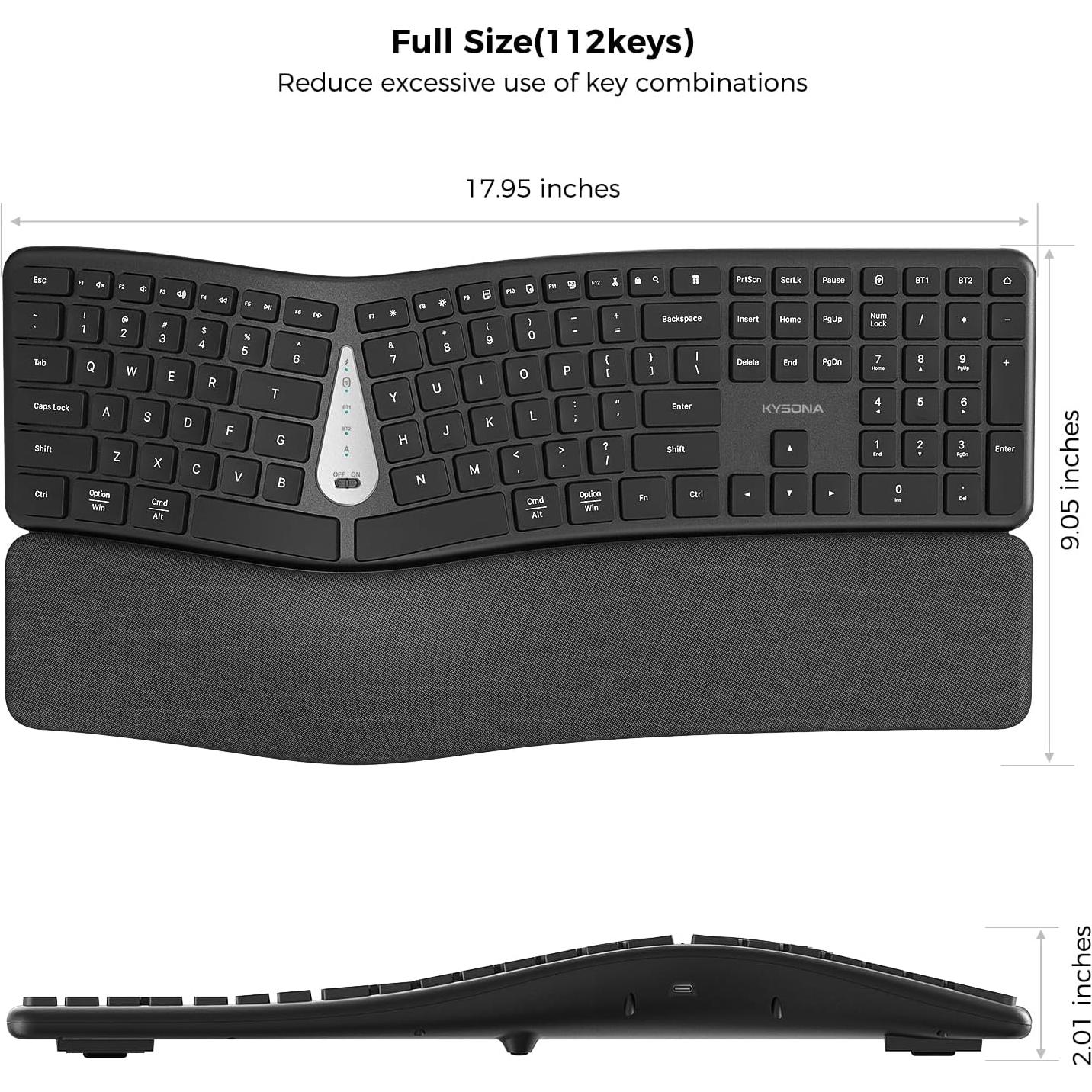 Teclado Ergonómico Dividido Kysona EK15 Inalámbrico Bluetooth