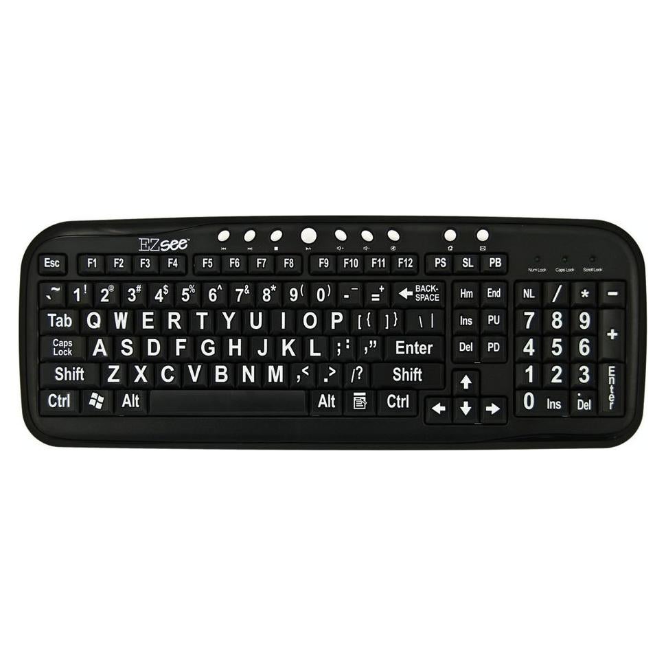 Teclado EZSee ALIMED 713097 Blanco sobre Negro 45.7x17.8cm
