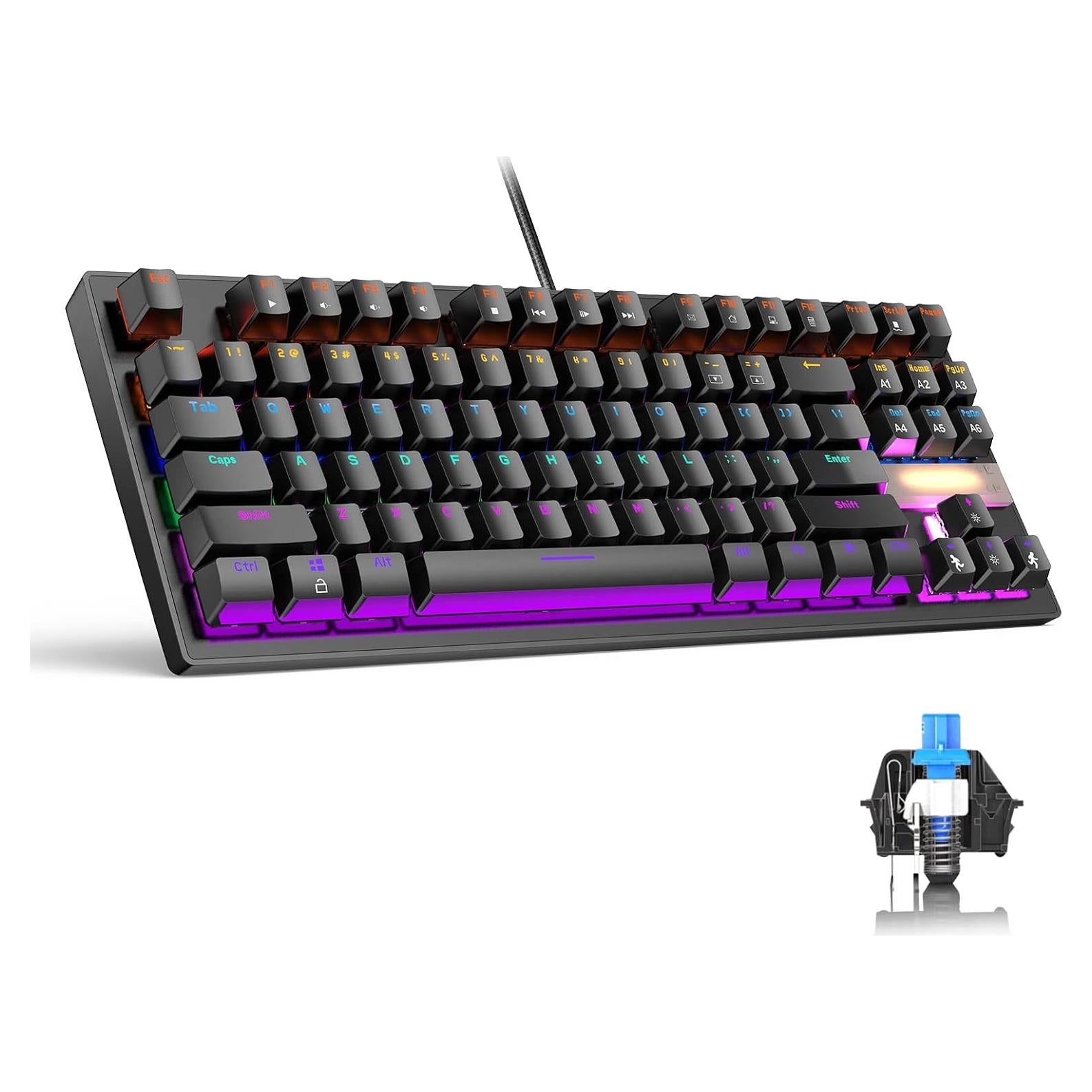 Teclado Mecánico Anivia para Juegos 87 Teclas Retroiluminado