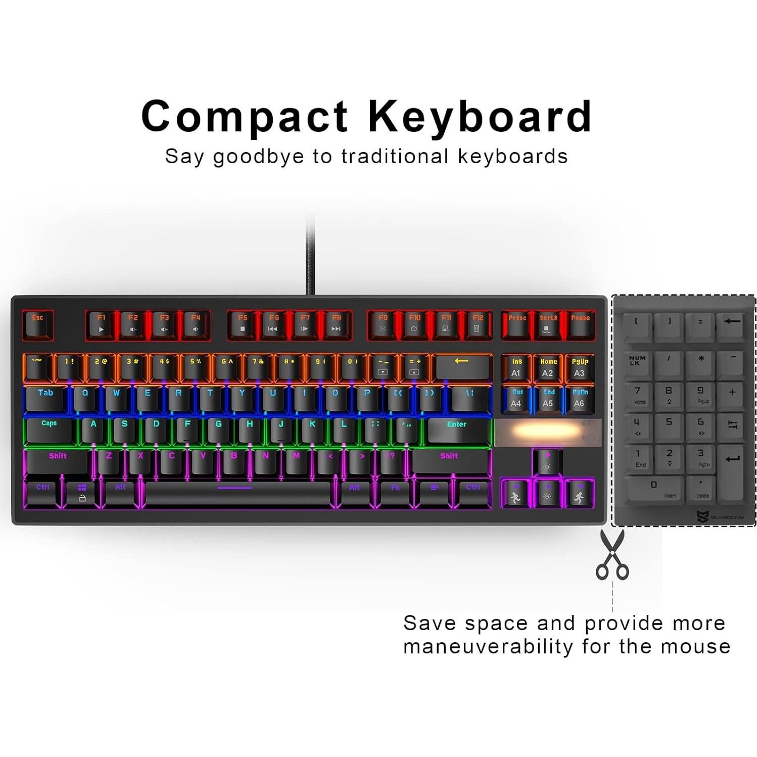 Teclado Mecánico Anivia para Juegos 87 Teclas Retroiluminado