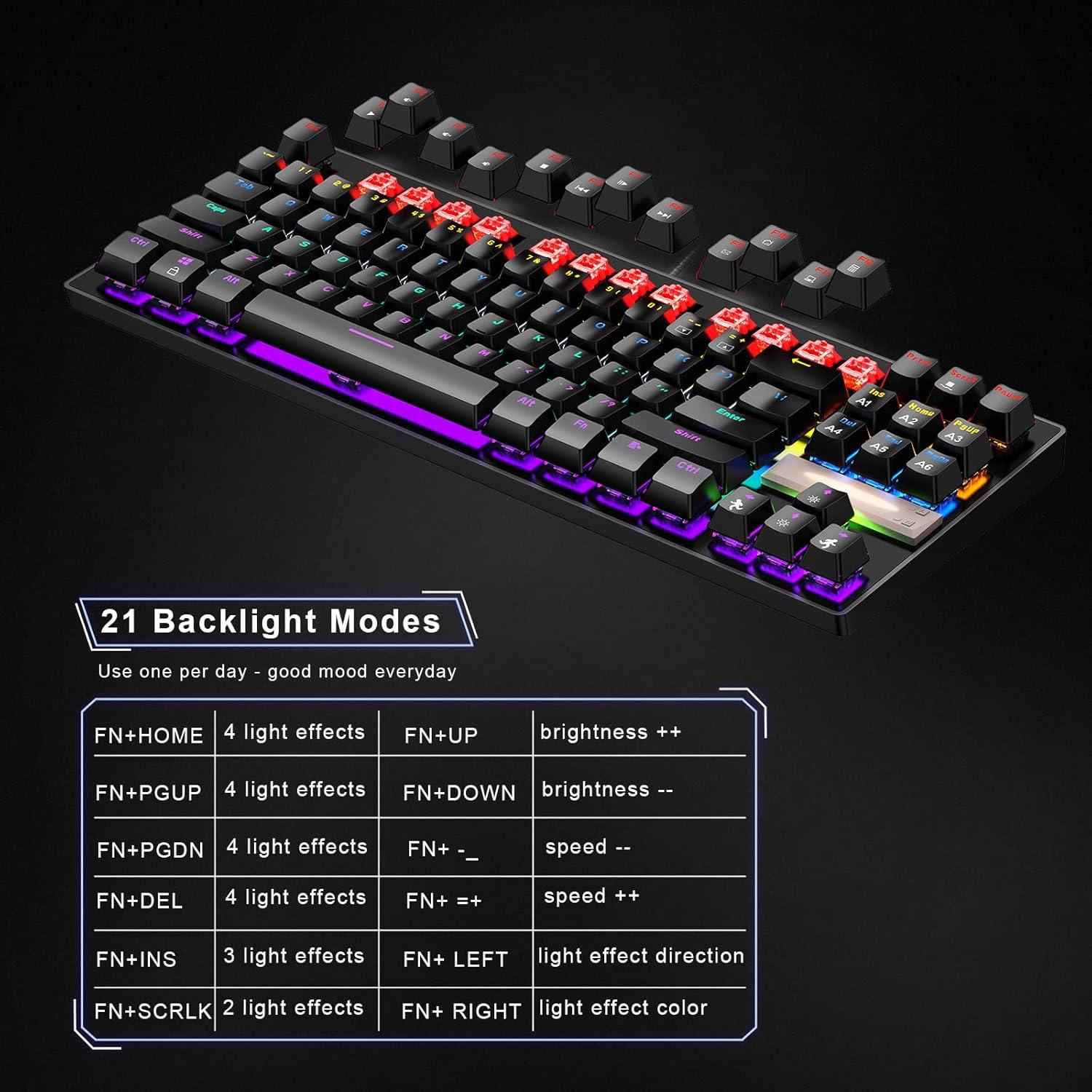 Teclado Mecánico Anivia para Juegos 87 Teclas Retroiluminado