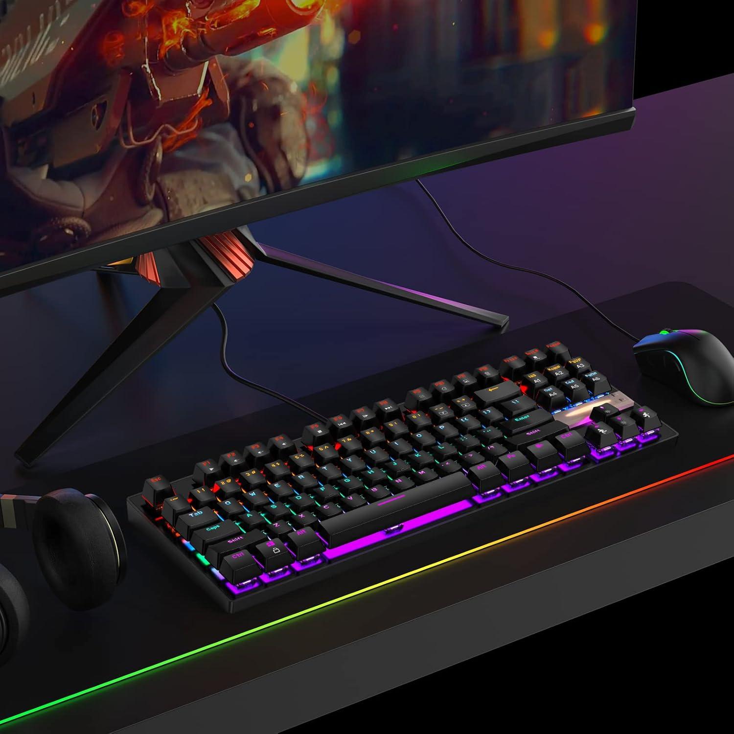 Teclado Mecánico Anivia para Juegos 87 Teclas Retroiluminado