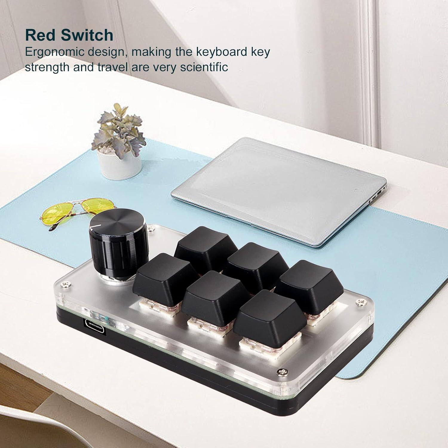 Teclado Mecánico Mini Zyyini USB Rojo Ergonómico 6 Teclas