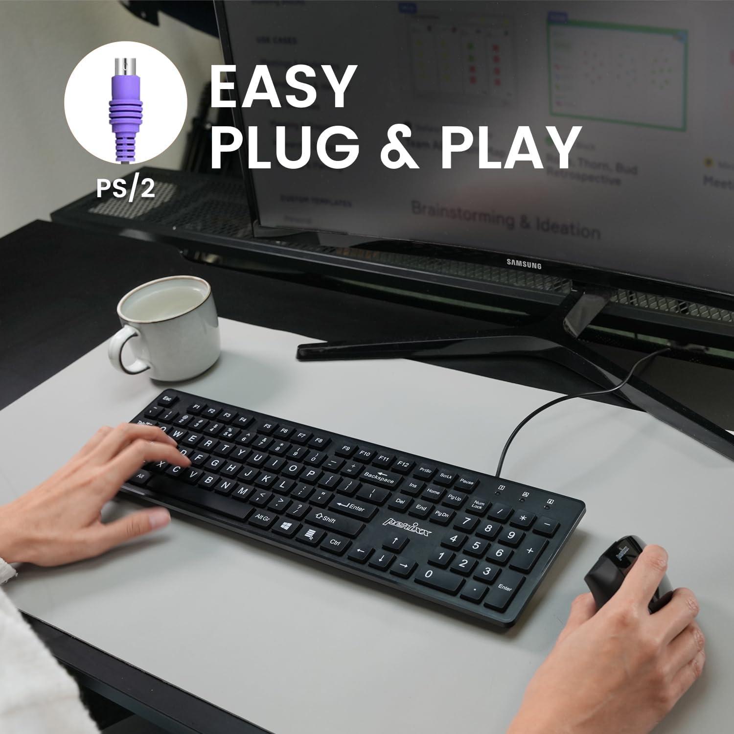 Teclado PS2 Perixx PERIBOARD-117P Ergonomico Negro