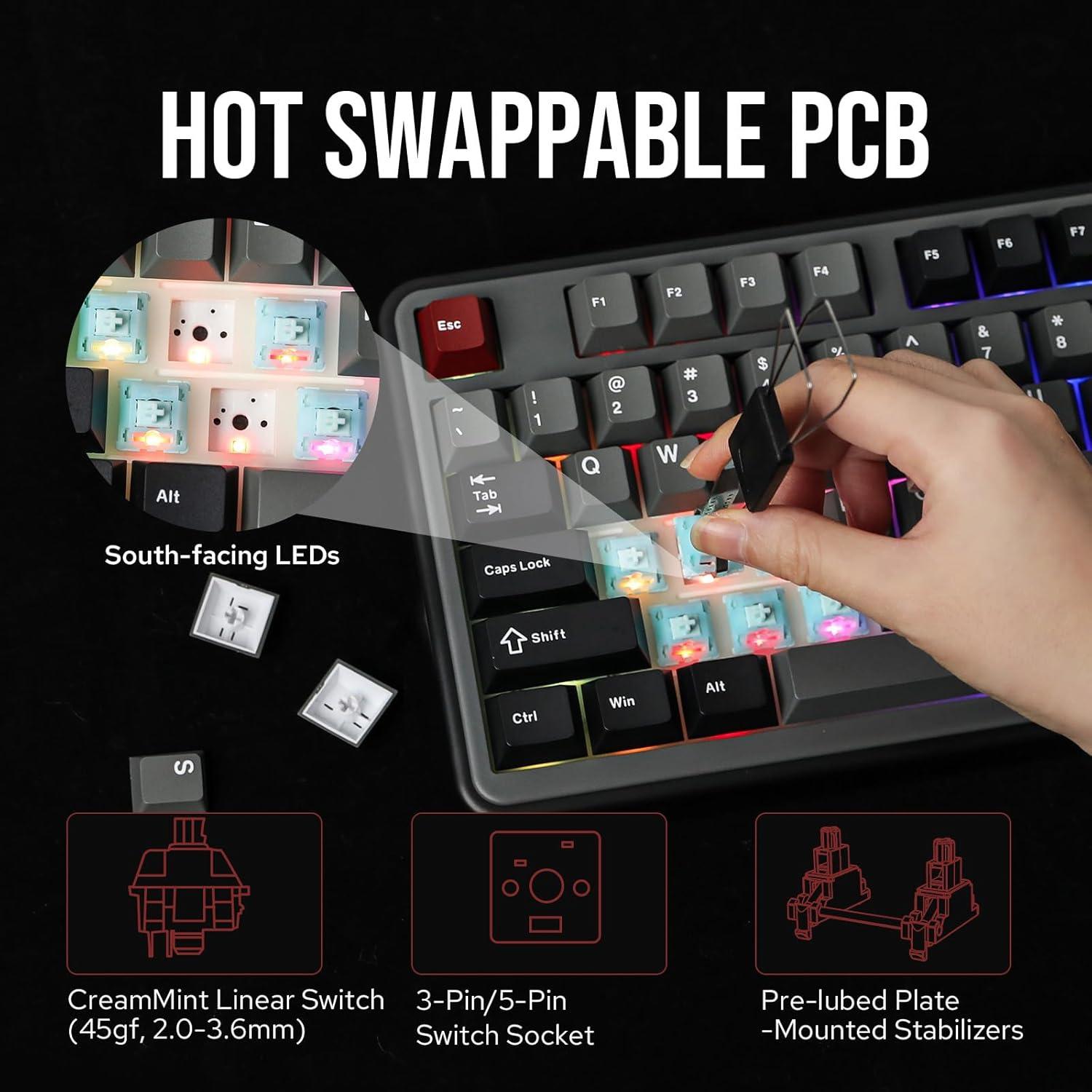 Teclado Gaming Mecánico Inalámbrico MechLands Vibe99 RGB 96%