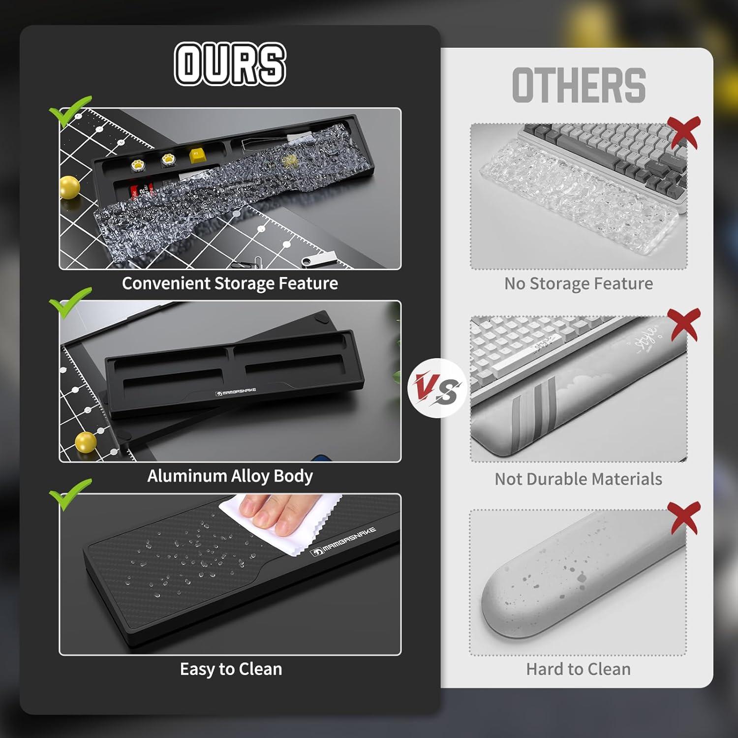 Reposamuñecas Ergonómico MAMBASNAKE con Almacenamiento Negro