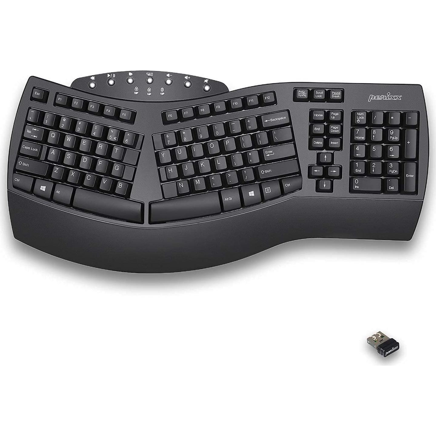 Paquete Teclado Ergonómico Inalámbrico Perixx PERIBOARD-612 y Ratón Vertical PERIMICE-713