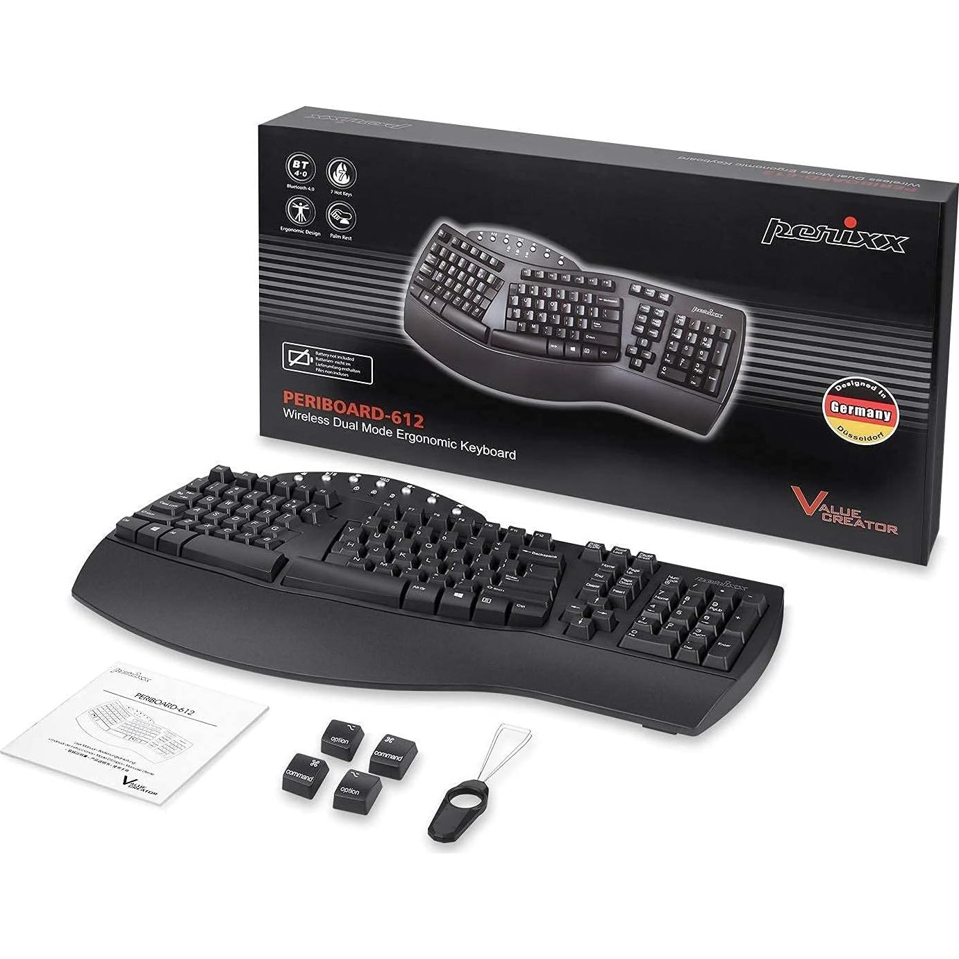 Paquete Teclado Ergonómico Inalámbrico Perixx PERIBOARD-612 y Ratón Vertical PERIMICE-713