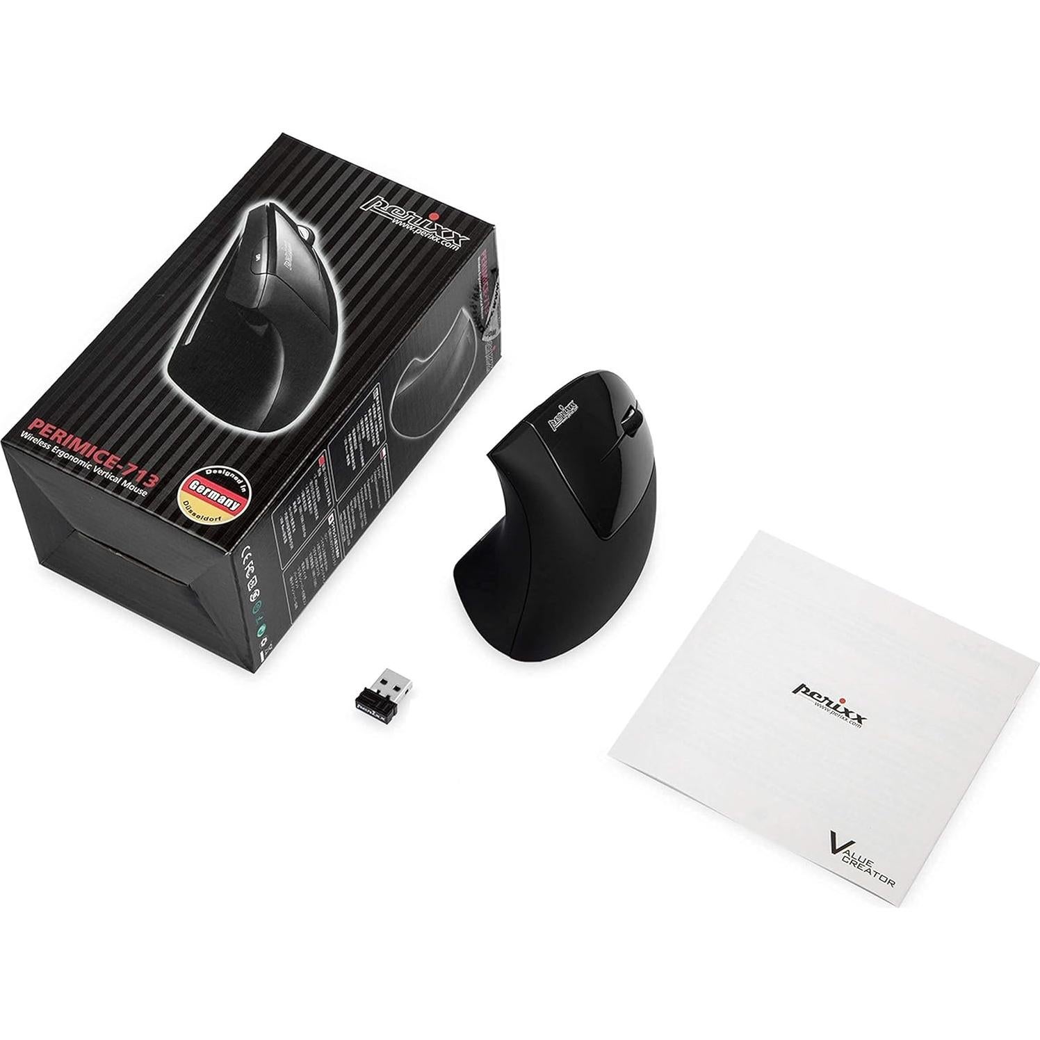 Paquete Teclado Ergonómico Inalámbrico Perixx PERIBOARD-612 y Ratón Vertical PERIMICE-713