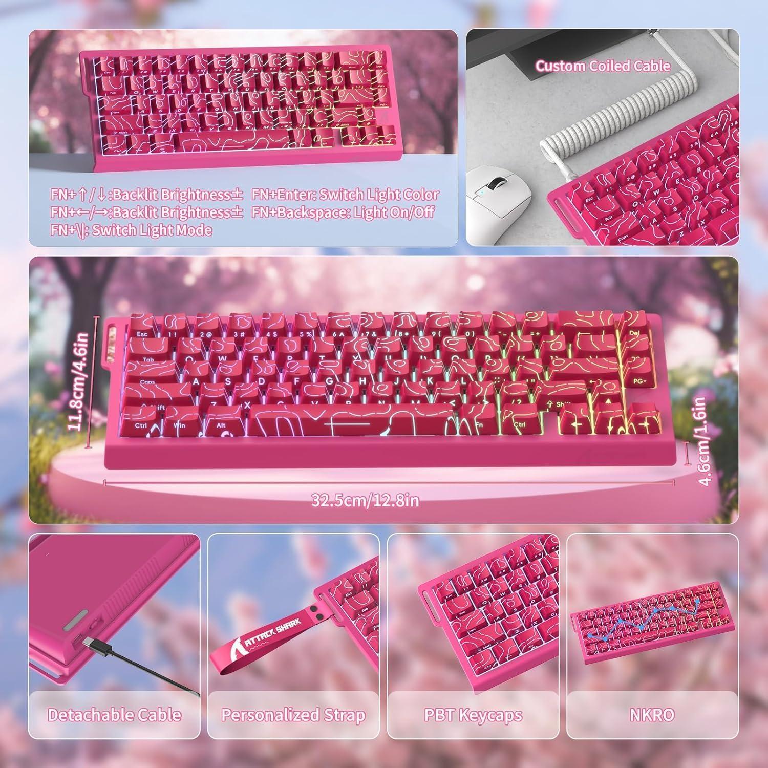 Teclado Gaming ATTACK SHARK X68 HE 60% RGB Magnético Rojo