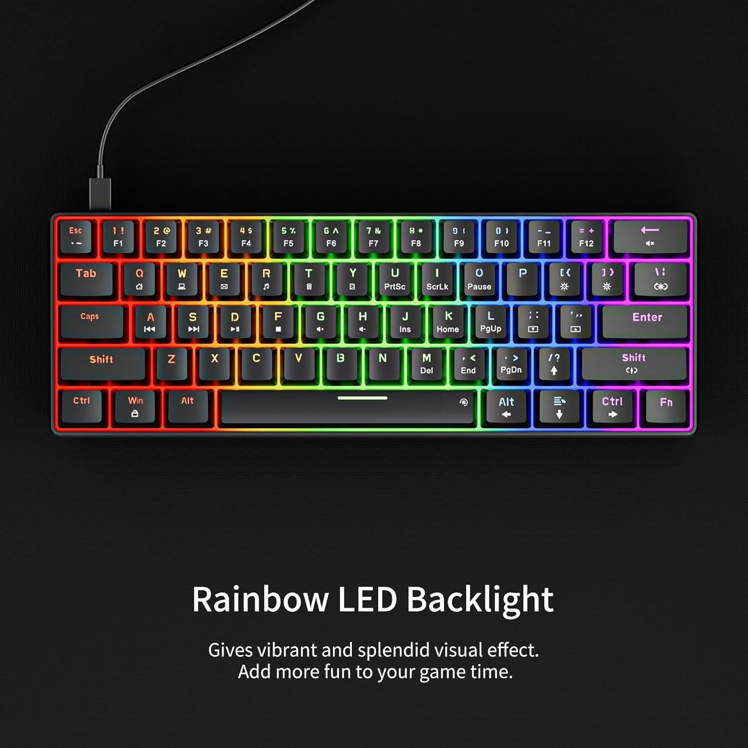 Teclado Mecánico Newmen GM611 60% Retroiluminado LED Arcoíris