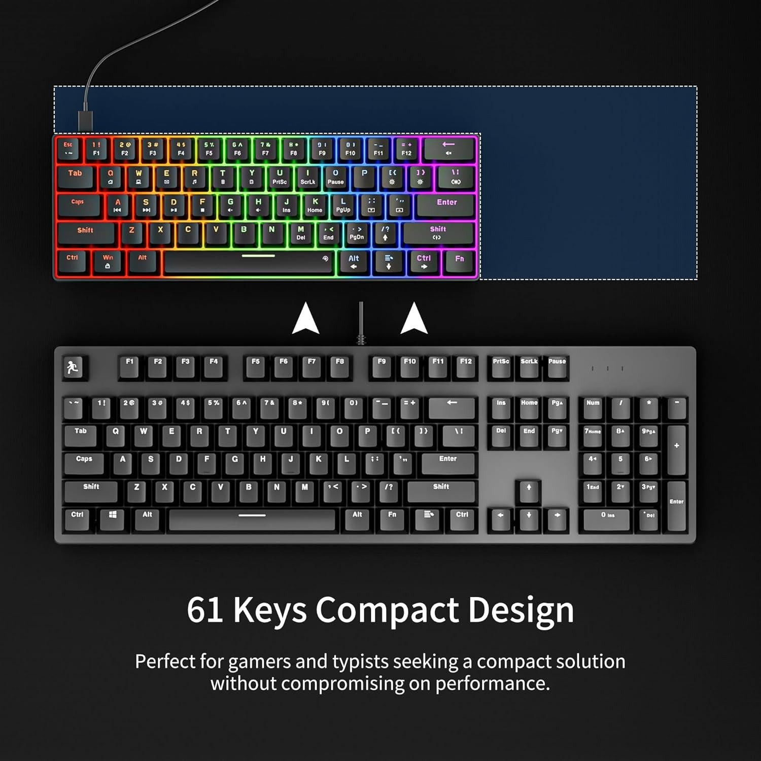 Teclado Mecánico Newmen GM611 60% Retroiluminado LED Arcoíris