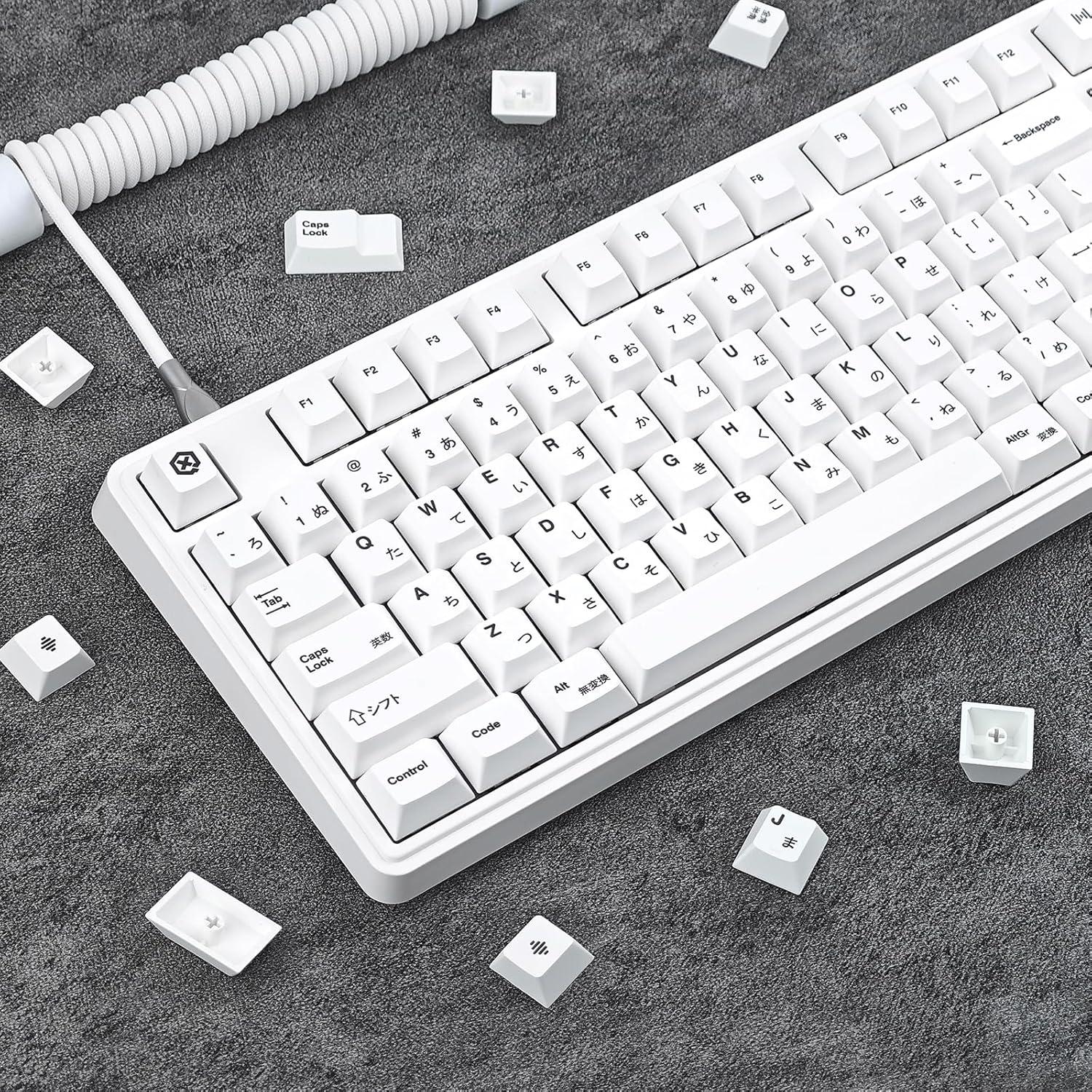 Juego de Tapas de Teclado Japonés Blanco Minimalista PBT 135 Teclas