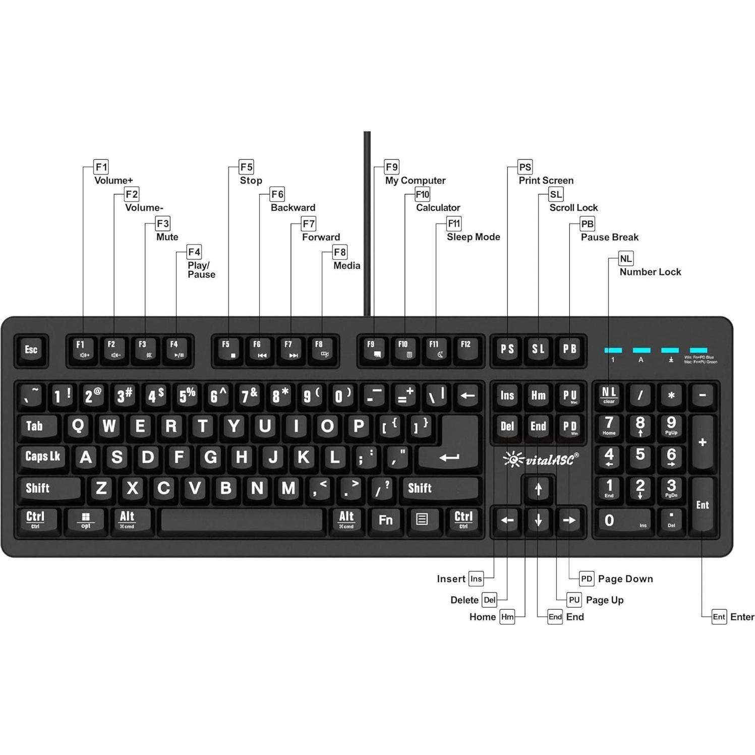 Teclado USB EKB216 Negro 104 Teclas Resistente a Derrames