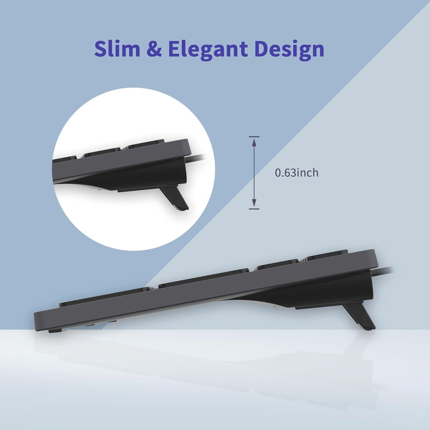 Teclado Chiclet USB Silencioso POWZAN para Mac y PC - Gris Espacial