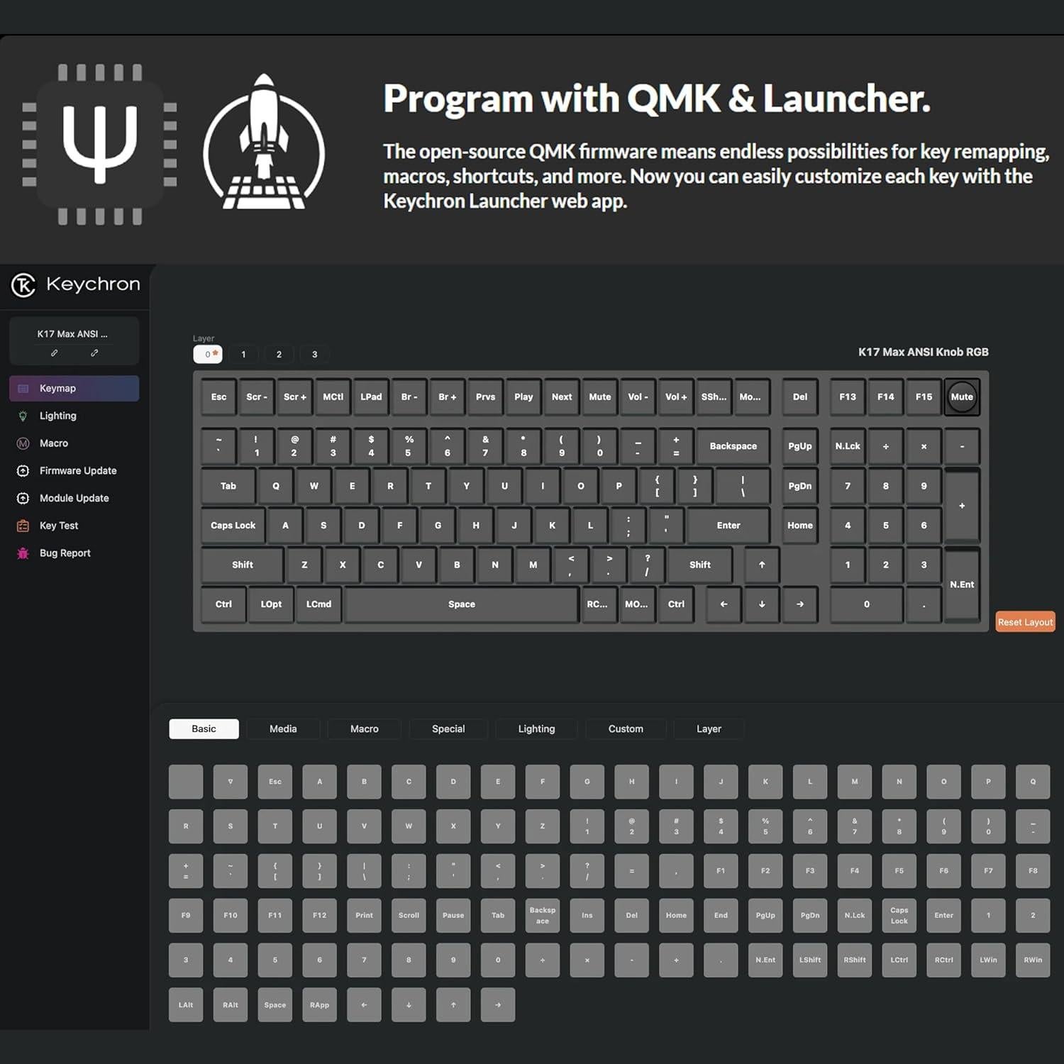 Teclado Mecánico Inalámbrico Keychron K17 Max 96% RGB