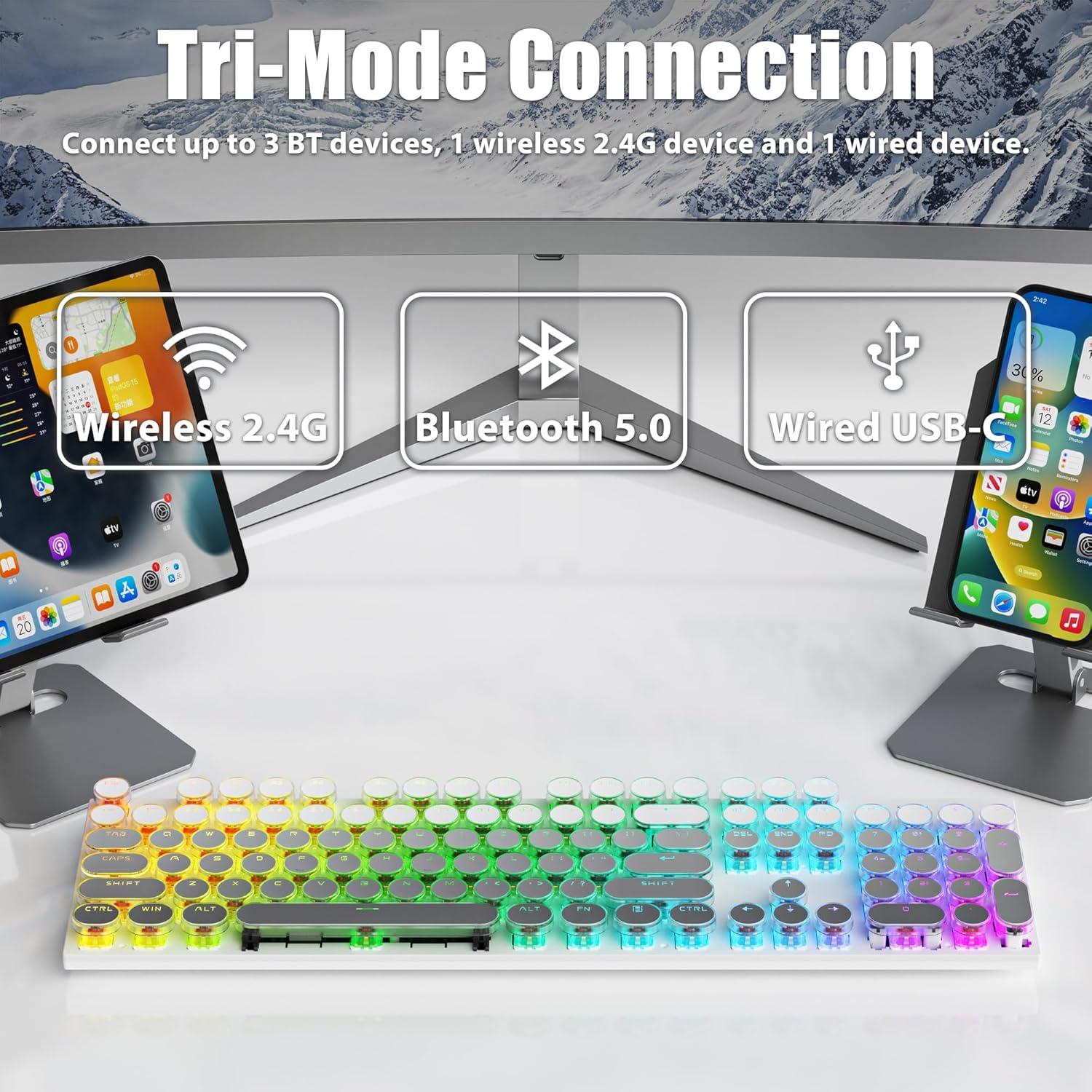 Teclado Mecánico TISHLED H104 Estilo Máquina de Escribir RGB