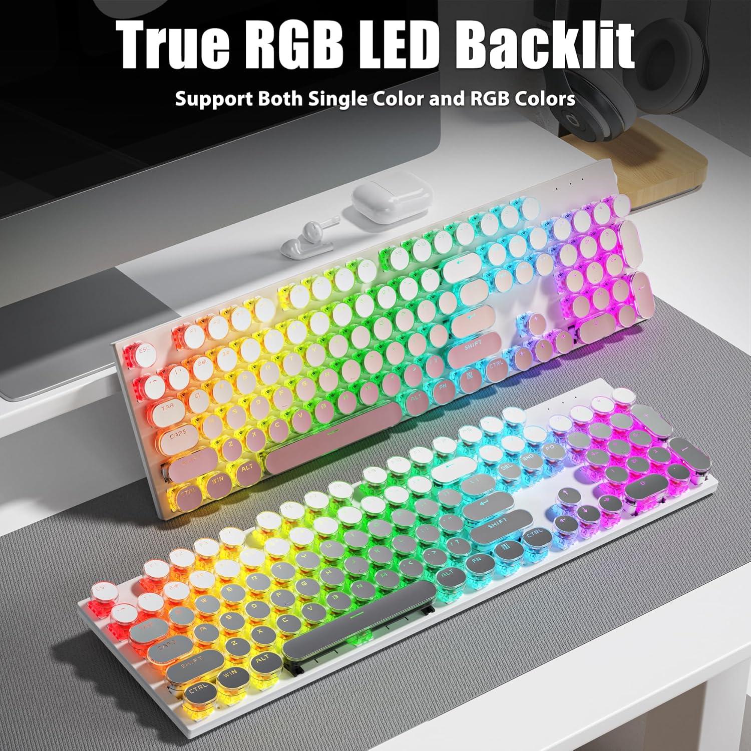 Teclado Mecánico TISHLED H104 Estilo Máquina de Escribir RGB