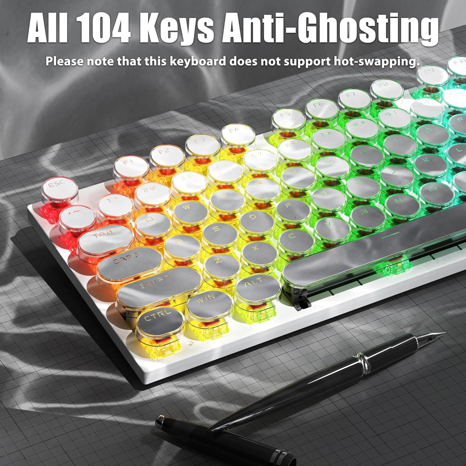 Teclado Mecánico TISHLED H104 Estilo Máquina de Escribir RGB