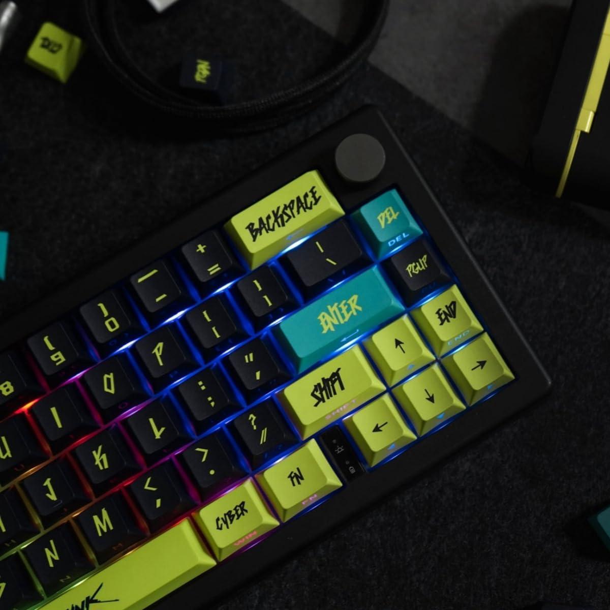Conjunto de Teclas Cyberpunk ULTRAEQUIP 130 PBT Brillantes