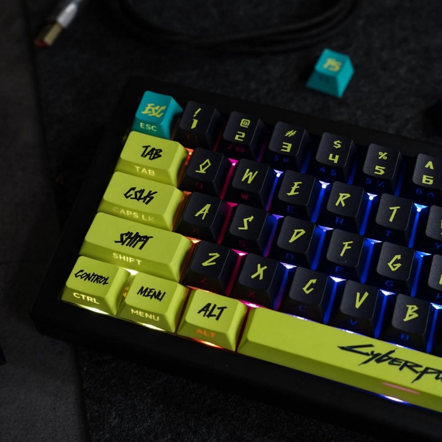 Conjunto de Teclas Cyberpunk ULTRAEQUIP 130 PBT Brillantes