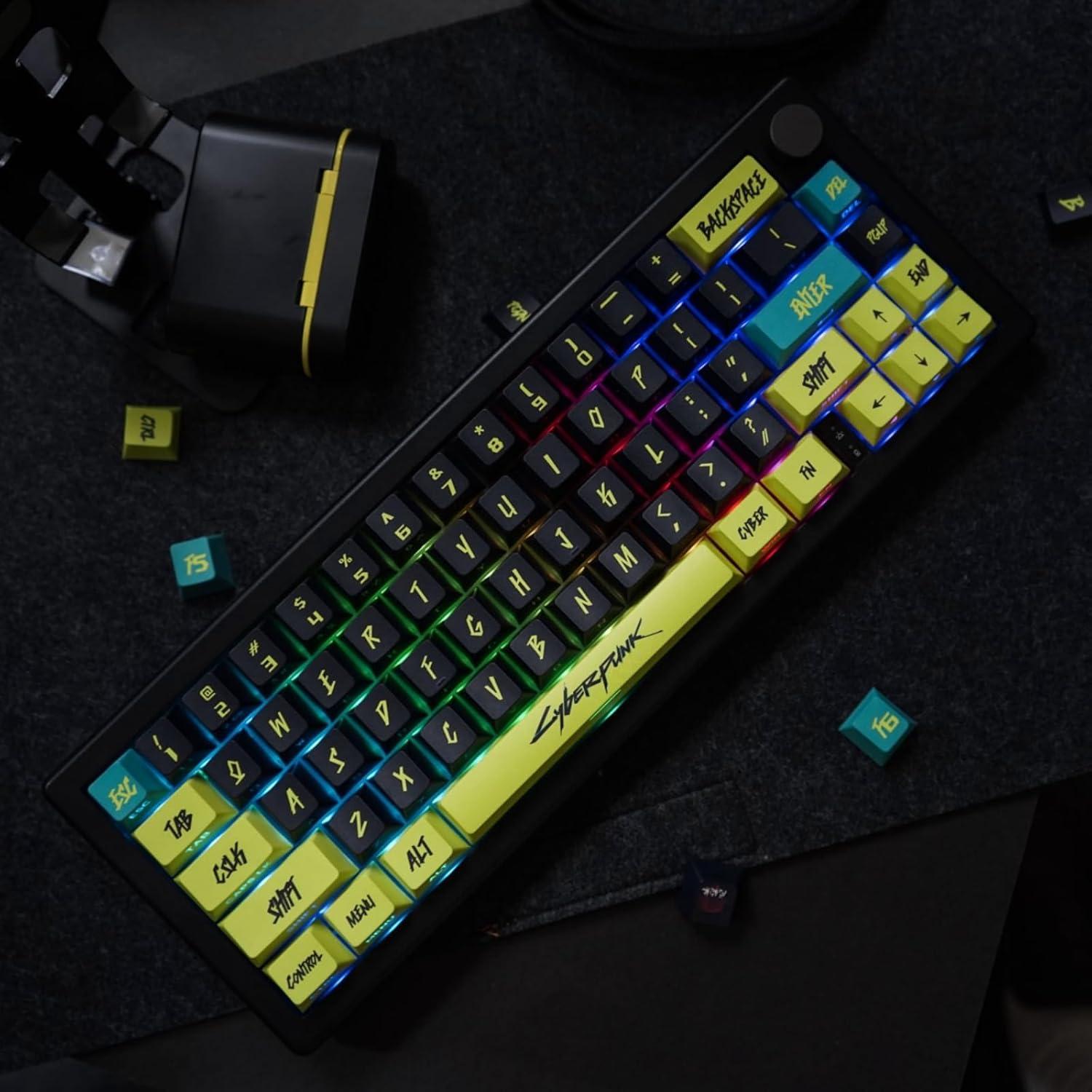 Conjunto de Teclas Cyberpunk ULTRAEQUIP 130 PBT Brillantes