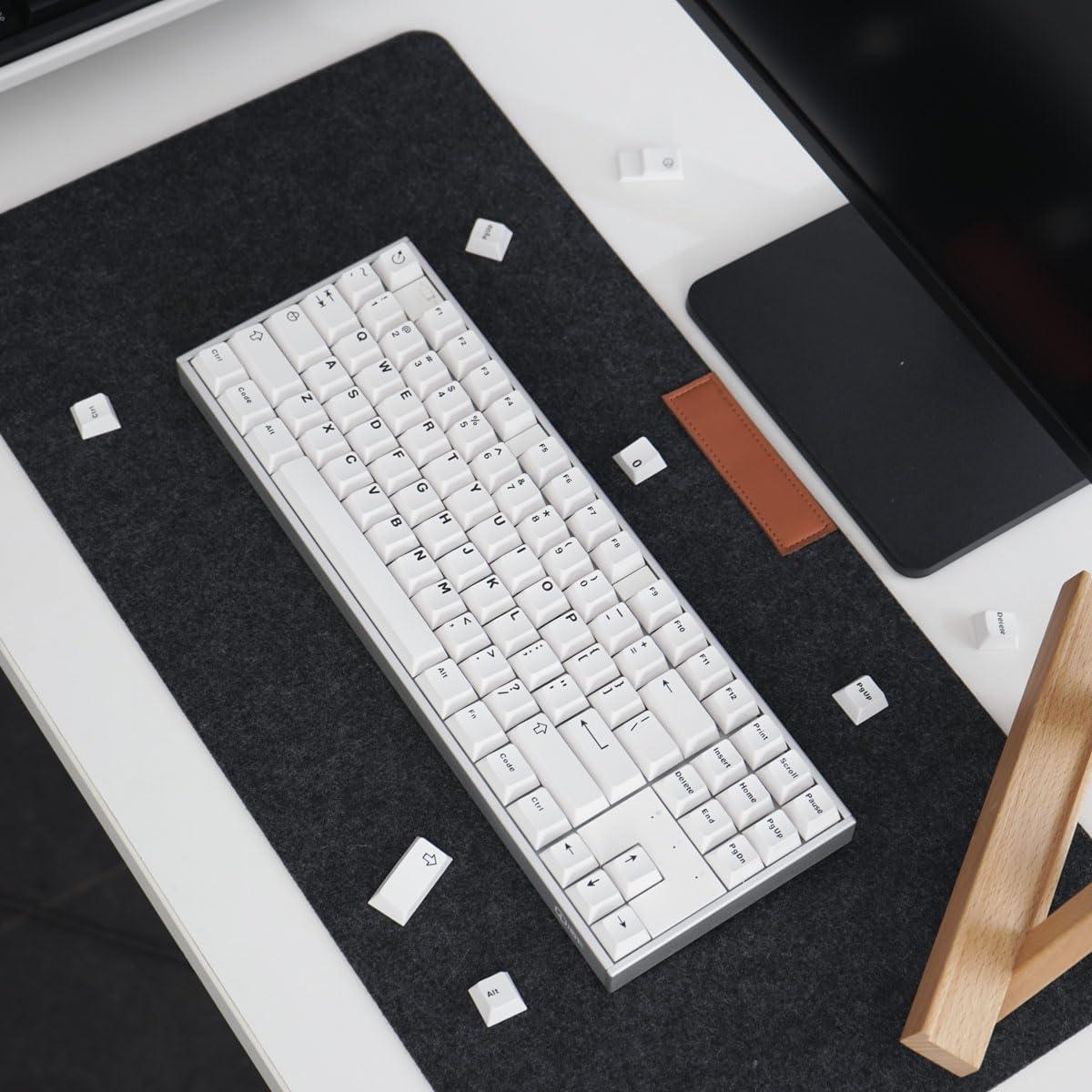 Juego de Teclas Blancas Doubleshot Mintcaps para Teclado Mecánico