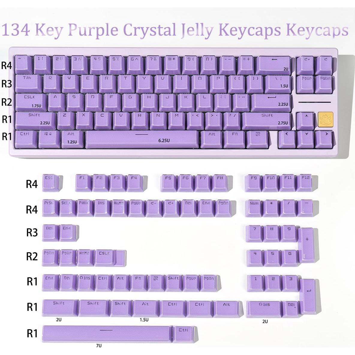 Tapa de Teclado Mecánico SUEHIODHY 134 Teclas Púrpura RGB