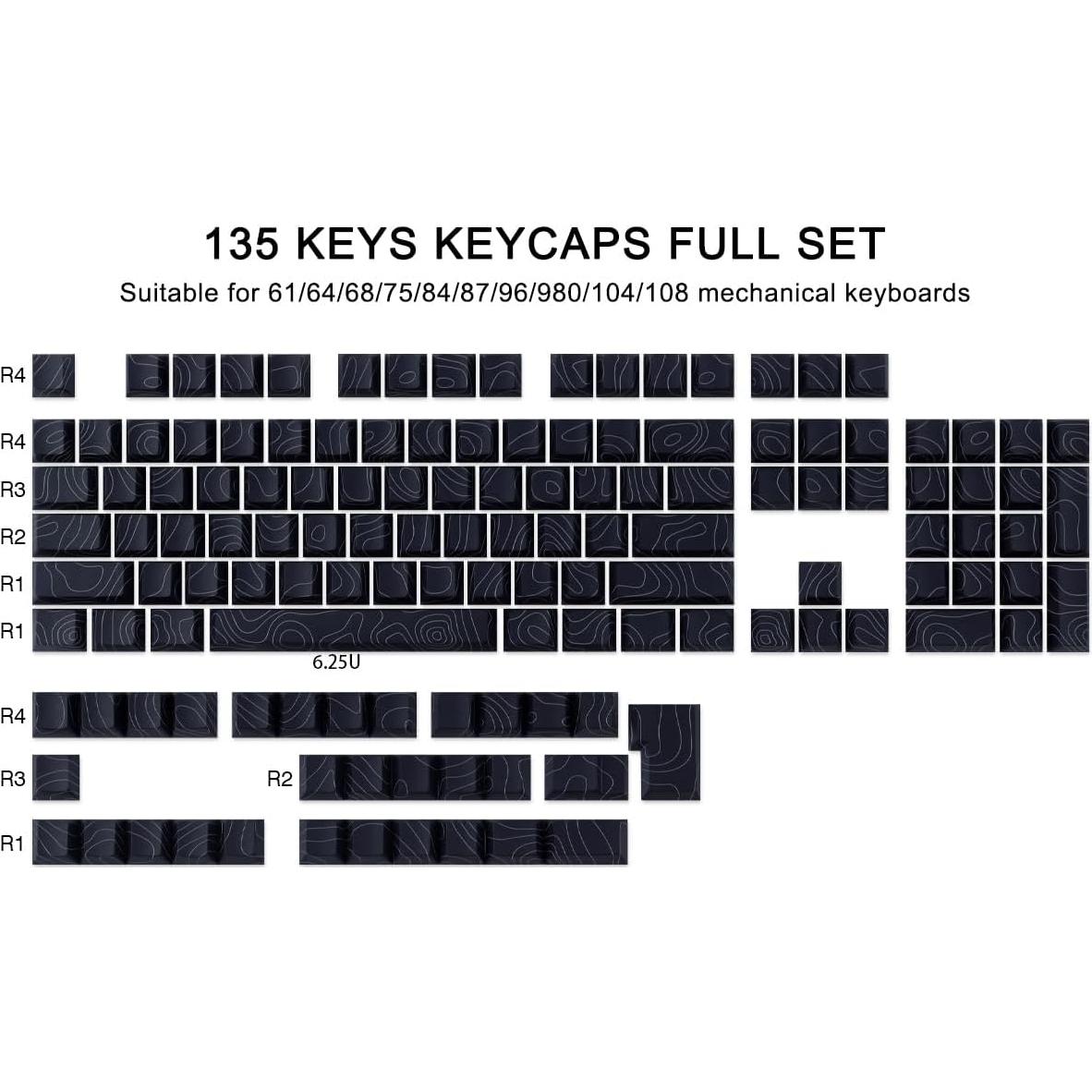 Conjunto de Teclas Mecánicas Tsungup PBT 135 Teclas Negro