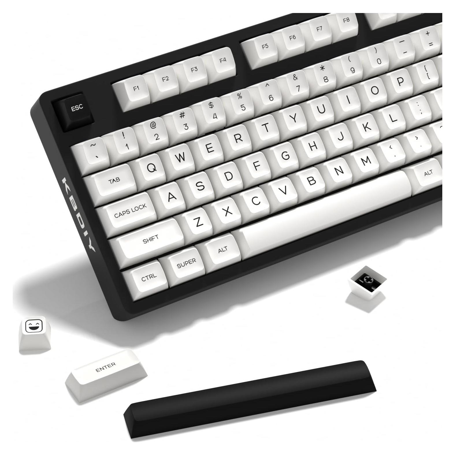 Juego de Teclas PBT Doble Tiro KBDiy Bow 160 Teclas Negras y Blancas