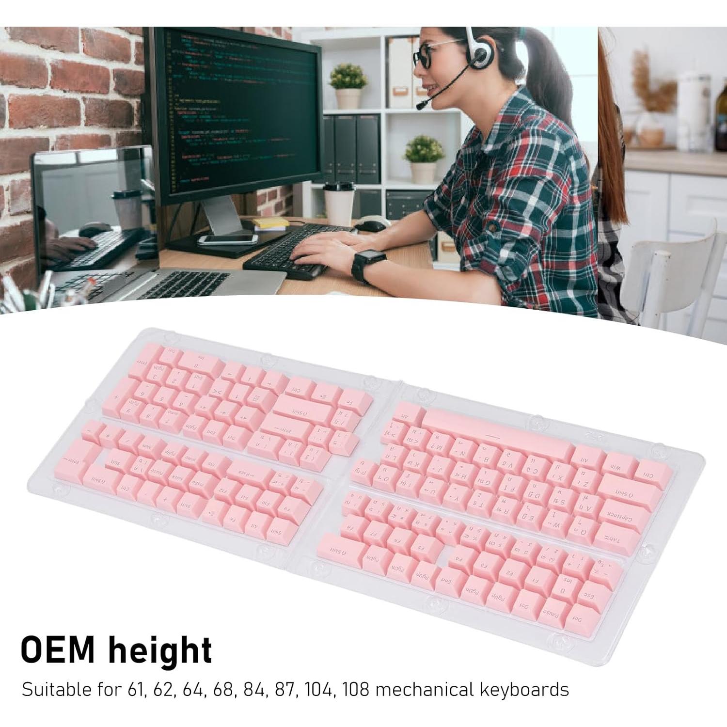 Teclas de Teclado Tailandesas Pongnas 132 ABS Ergonomicas Rosa
