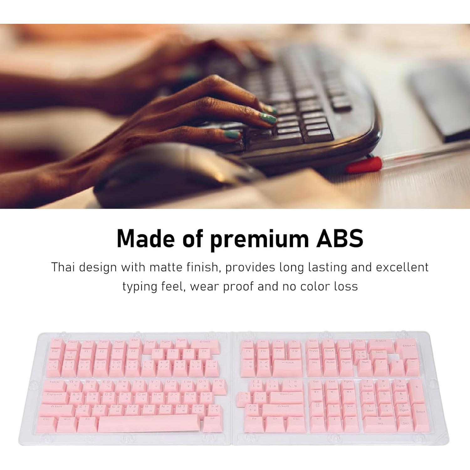 Teclas de Teclado Tailandesas Pongnas 132 ABS Ergonomicas Rosa