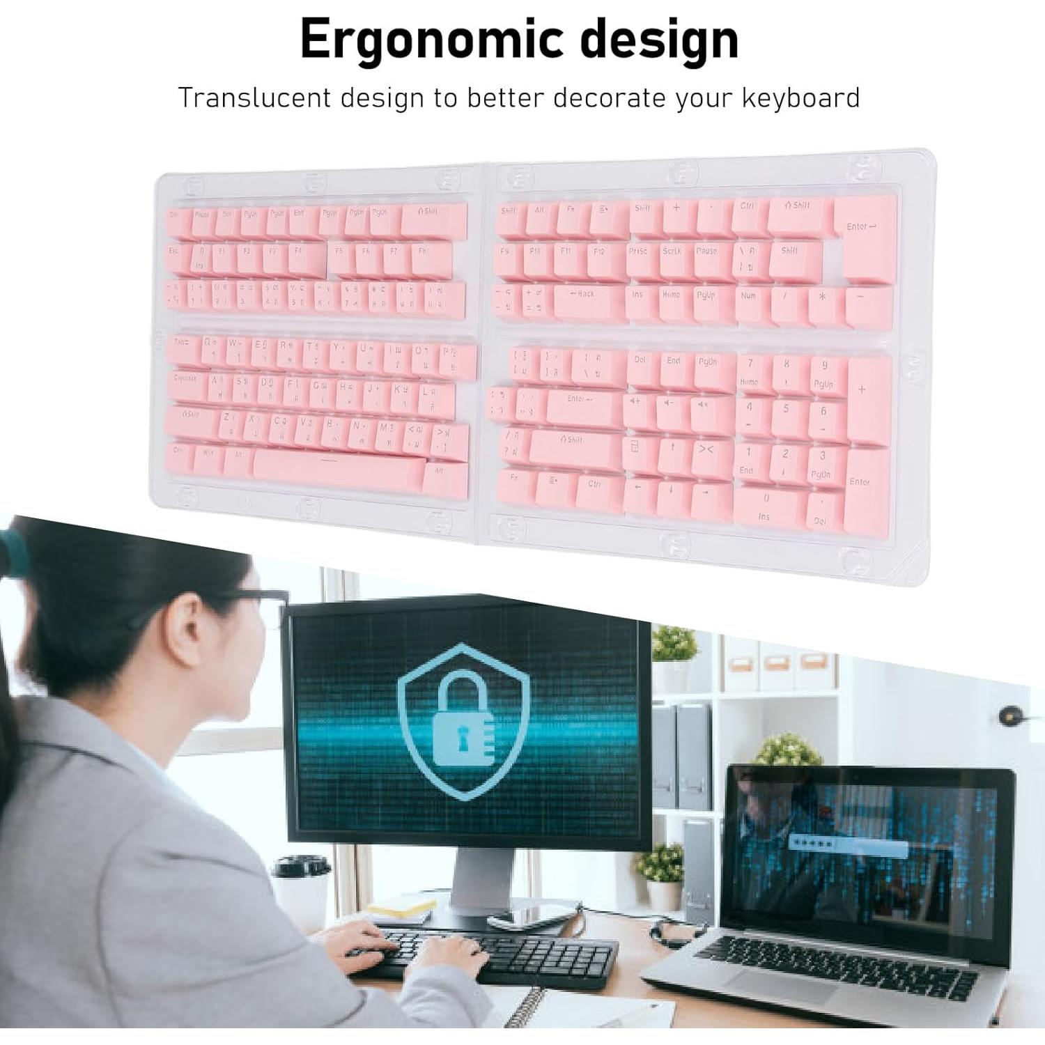 Teclas de Teclado Tailandesas Pongnas 132 ABS Ergonomicas Rosa