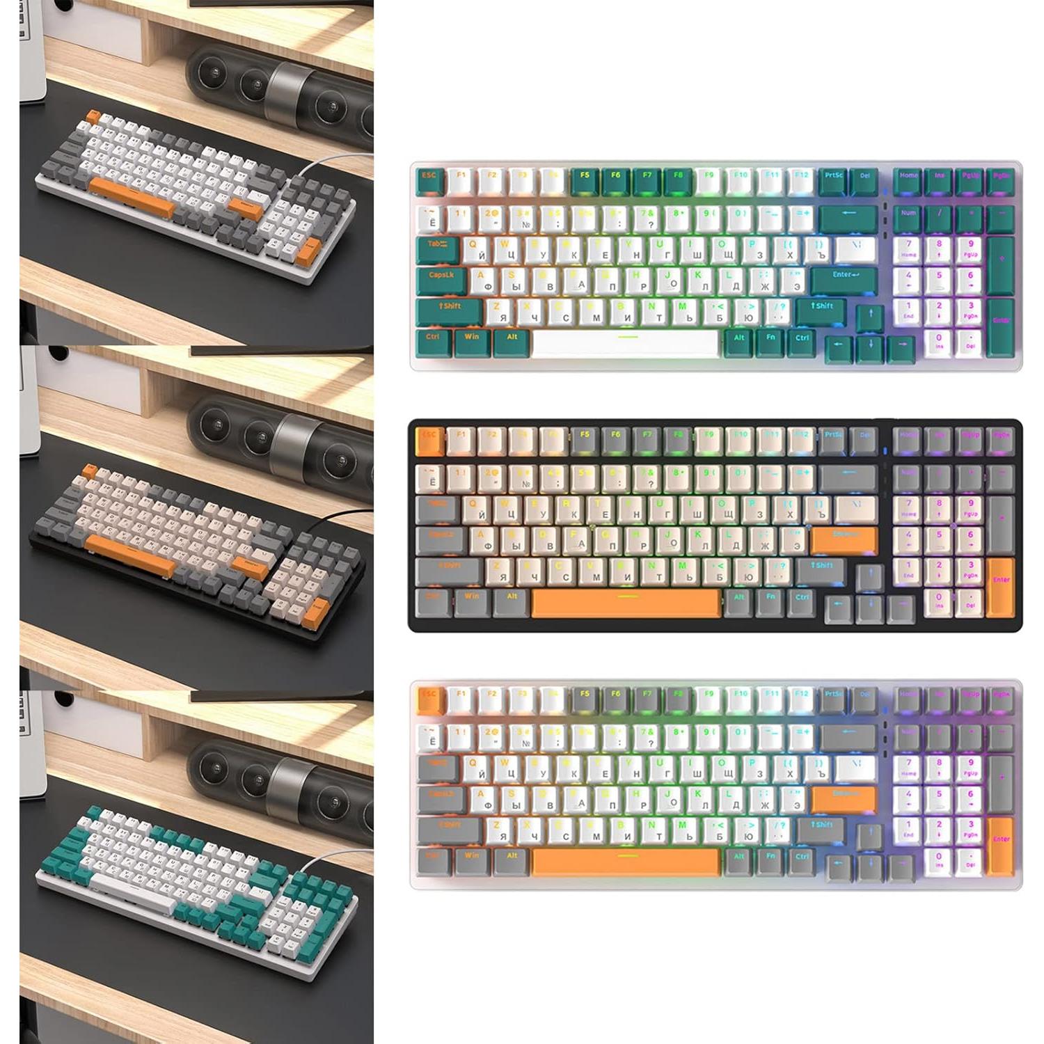 Teclado Mecánico Ruso Yuly K3 100 Teclas Retroiluminado Tipo-C