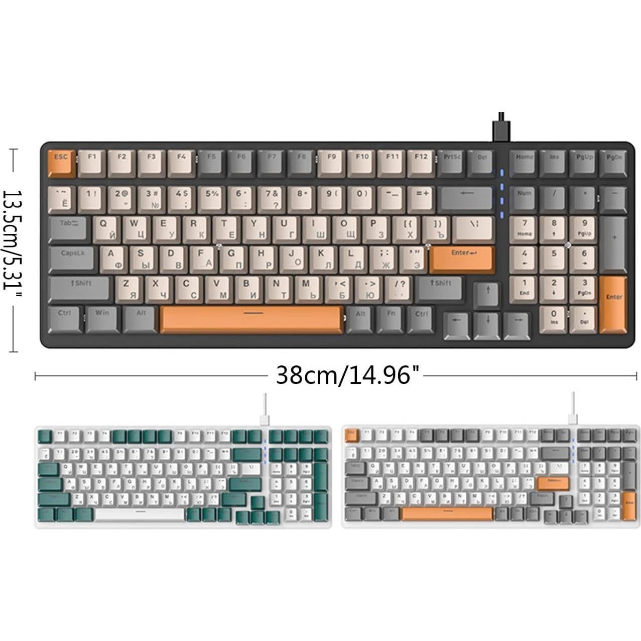 Teclado Mecánico Ruso Yuly K3 100 Teclas Retroiluminado Tipo-C