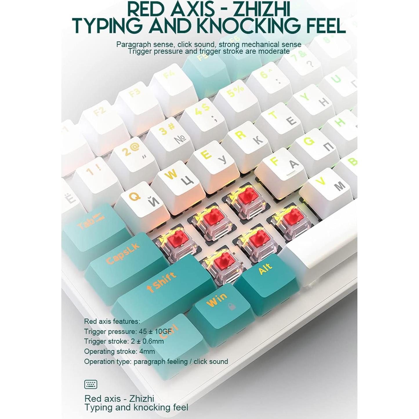 Teclado Mecánico Ruso Yuly K3 100 Teclas Retroiluminado Tipo-C