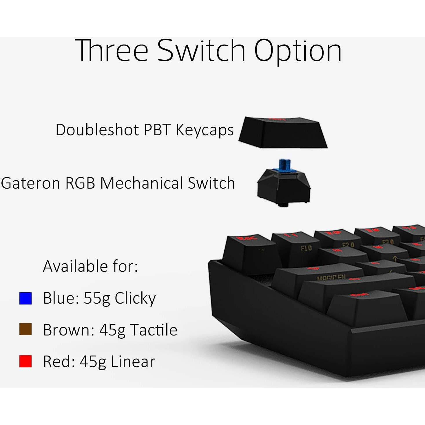 Teclado Mecánico Anne Pro 2 60% RGB Bluetooth Gateron Rojo