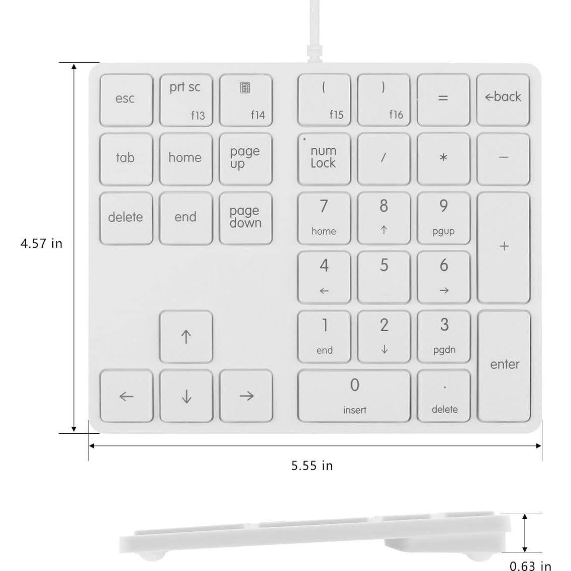 Teclado Numérico Mecánico Merdia 34 Teclas USB Blanco