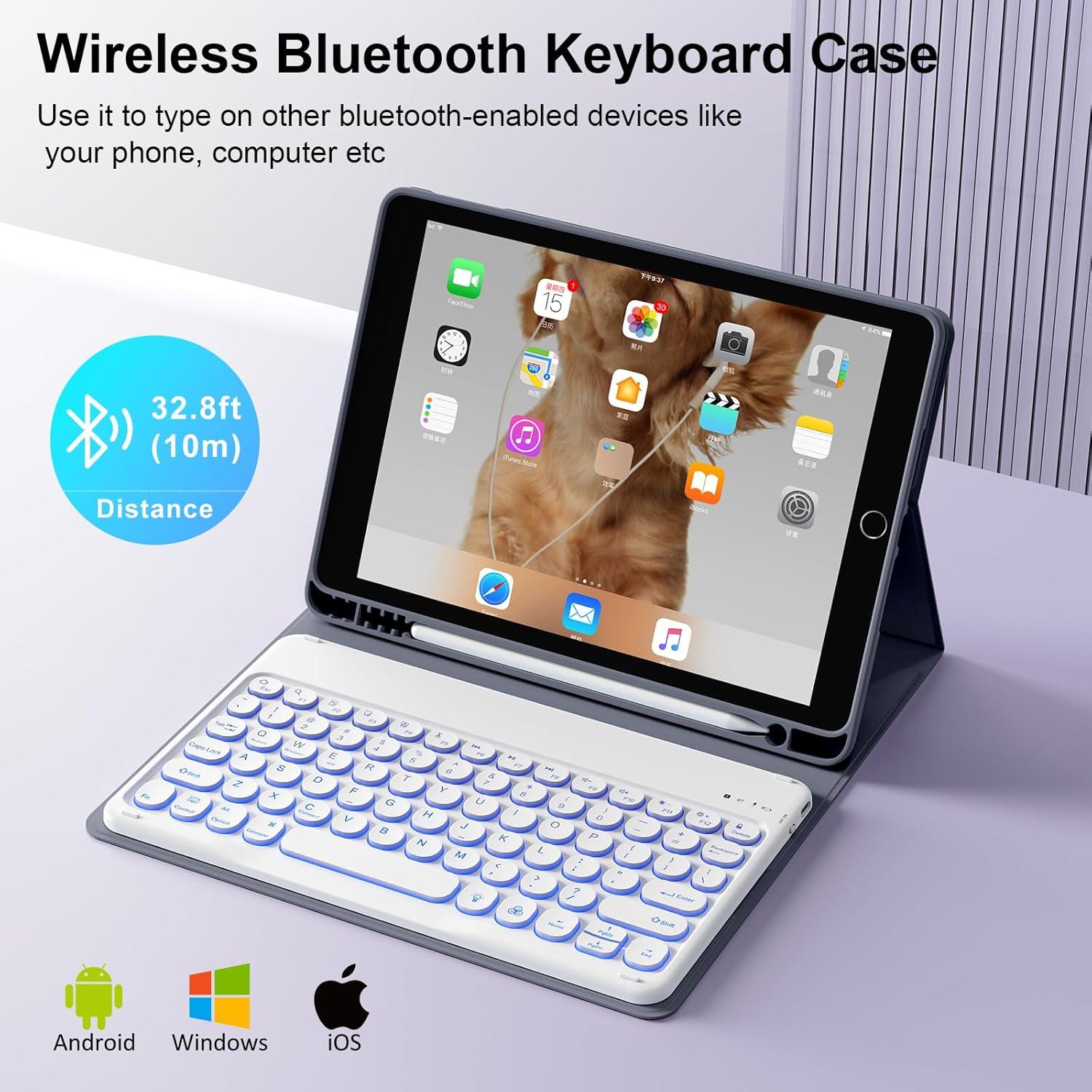 Funda con Teclado Retroiluminado SZPSGC para iPad 10.2" 9ª/8ª/7ª Gen