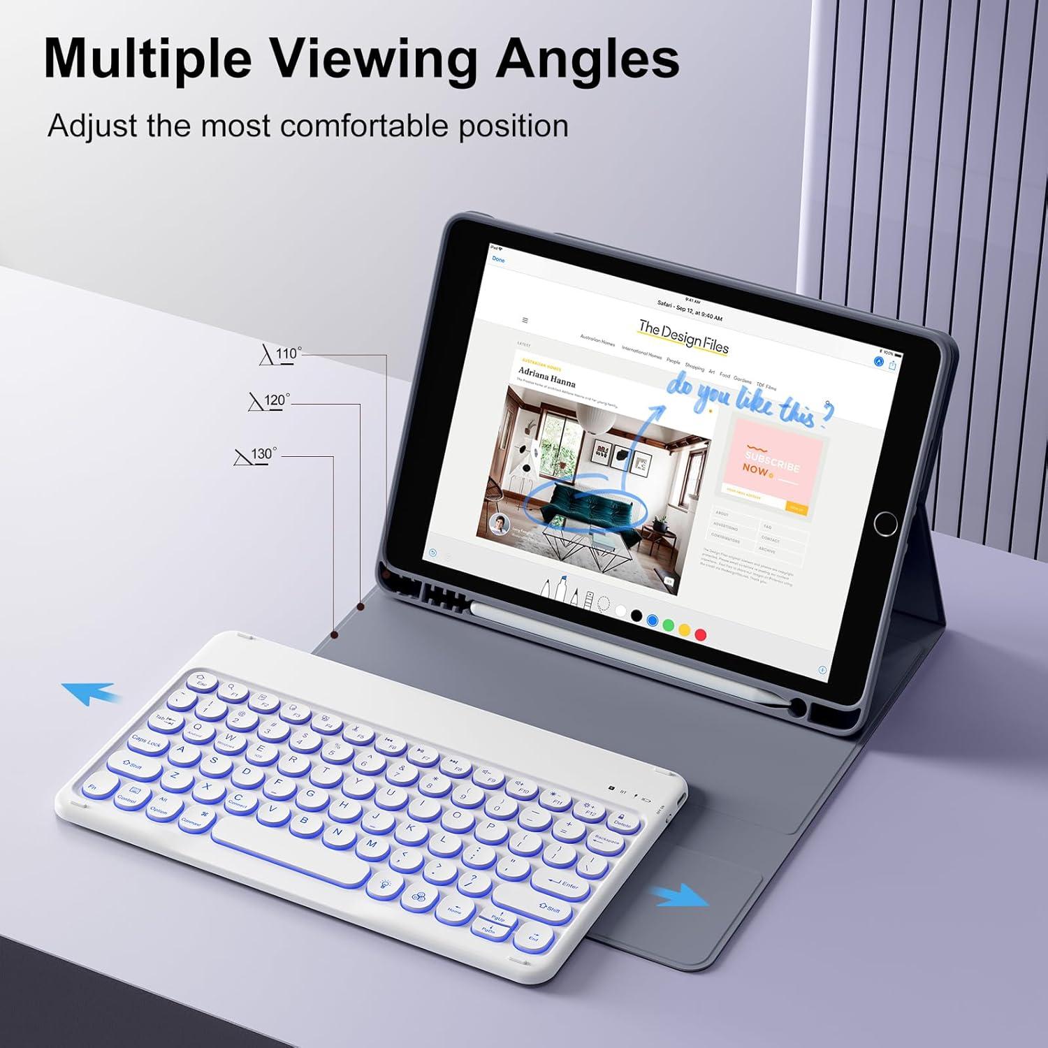 Funda con Teclado Retroiluminado SZPSGC para iPad 10.2" 9ª/8ª/7ª Gen