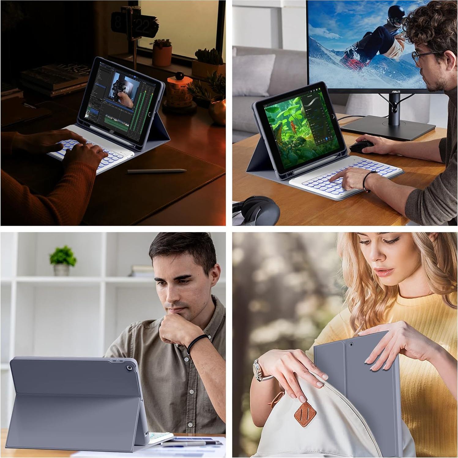 Funda con Teclado Retroiluminado SZPSGC para iPad 10.2" 9ª/8ª/7ª Gen