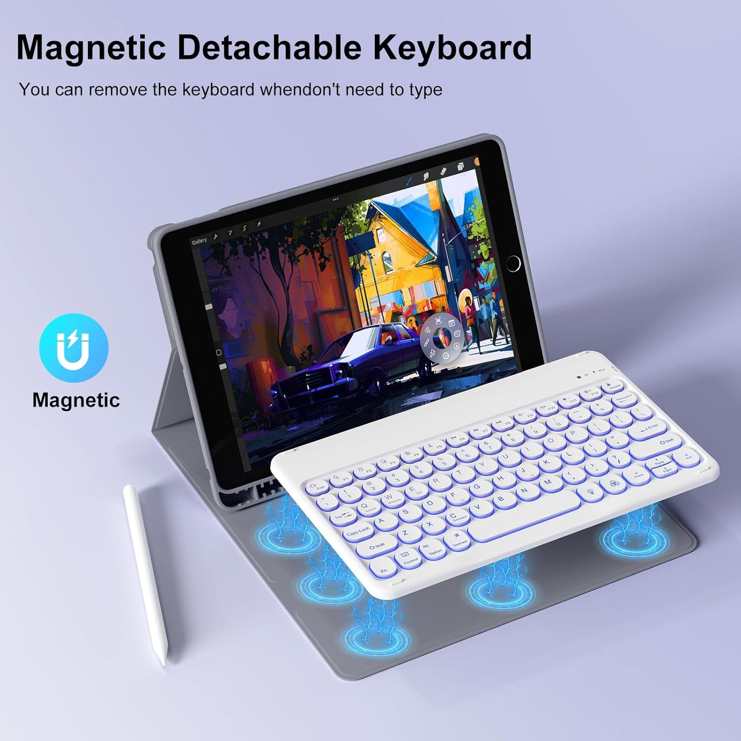 Funda con Teclado Retroiluminado SZPSGC para iPad 10.2" 9ª/8ª/7ª Gen