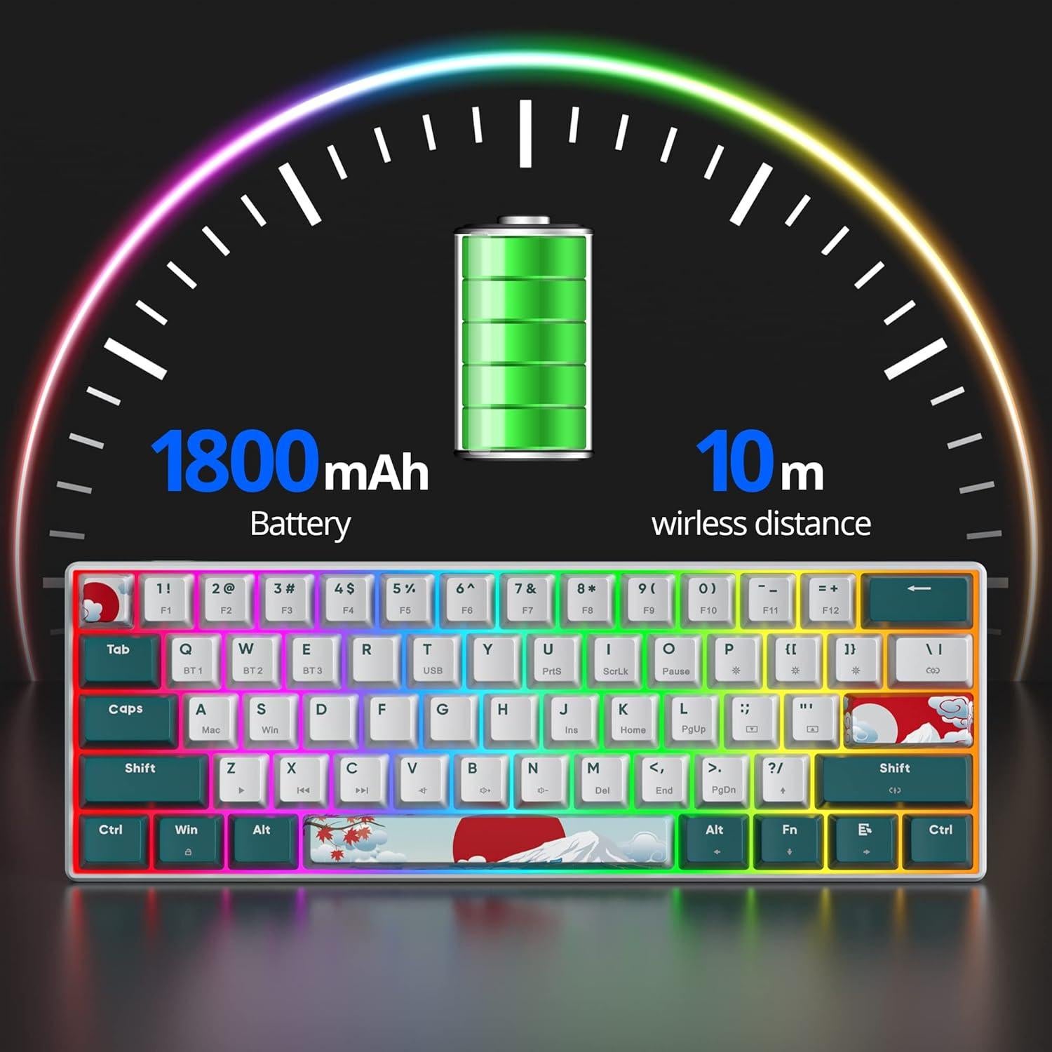 Teclado Mecánico Inalámbrico Fogruaden 60% RGB USB-C