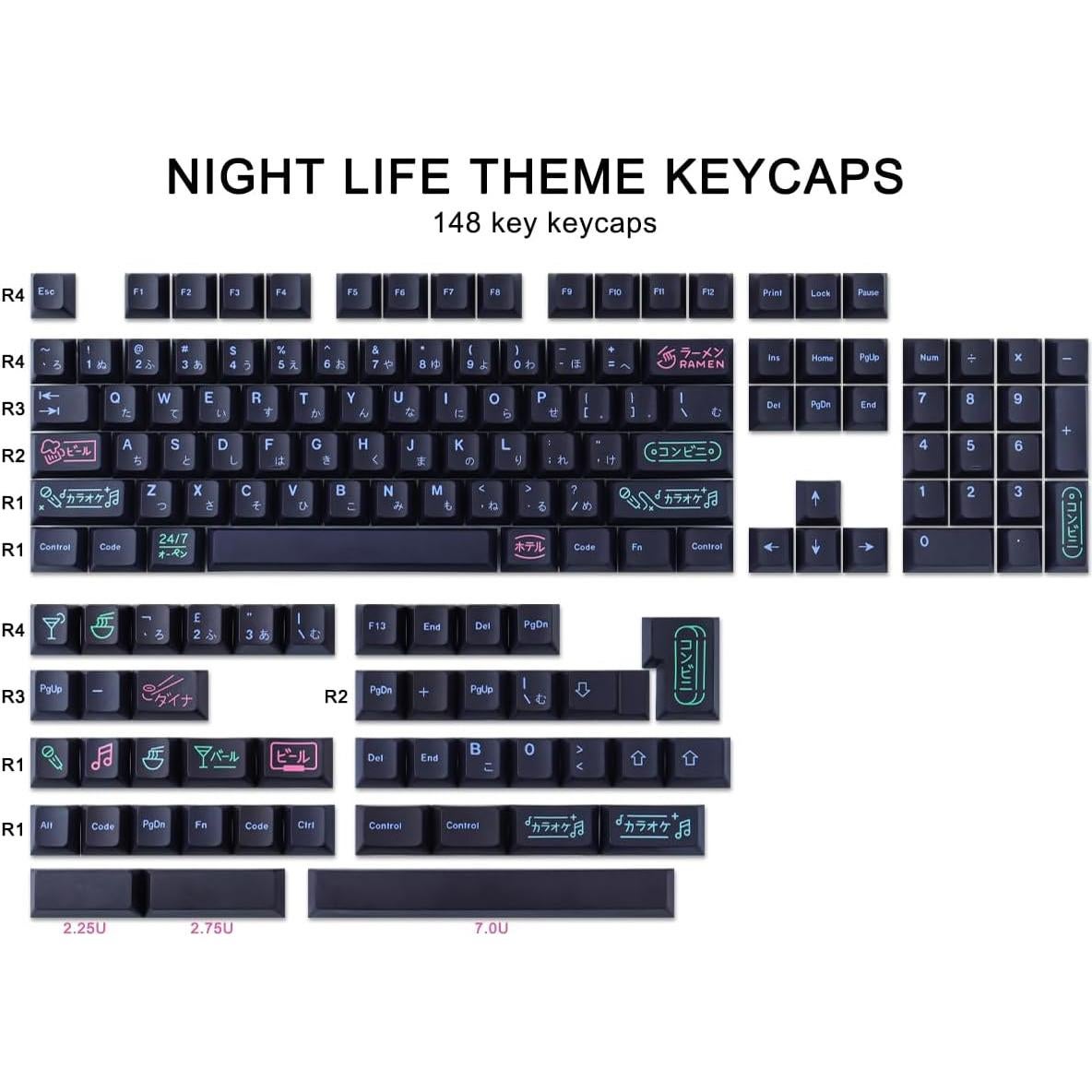 Juego de Teclas PBT JOMKIZ 148 Teclas Perfil Cherry Negro