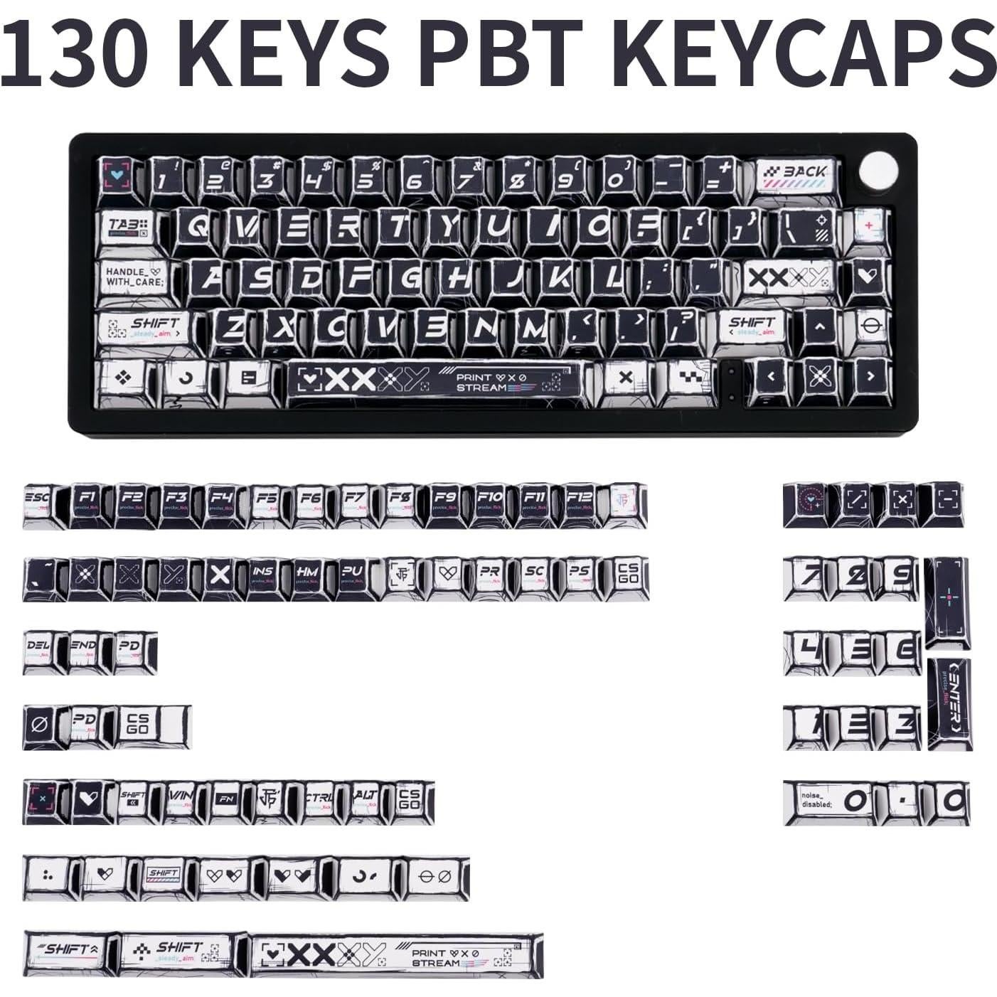 Teclas Personalizadas JOLINTAL Manga Negra PBT 130 Teclas Cherry