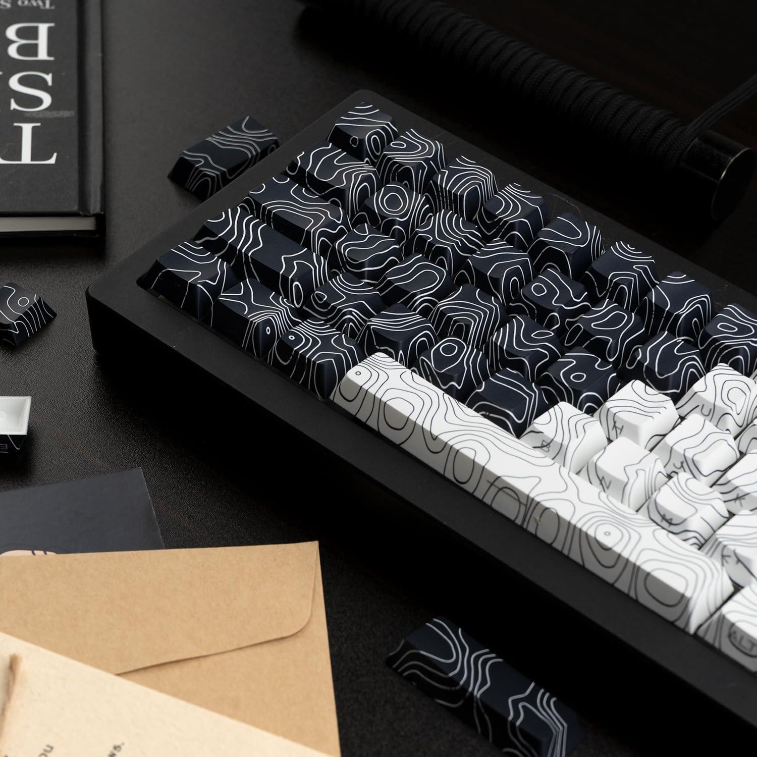 Juego de Teclas PBT Retroiluminadas TIMSEKER 131 Teclas Negro Blanco