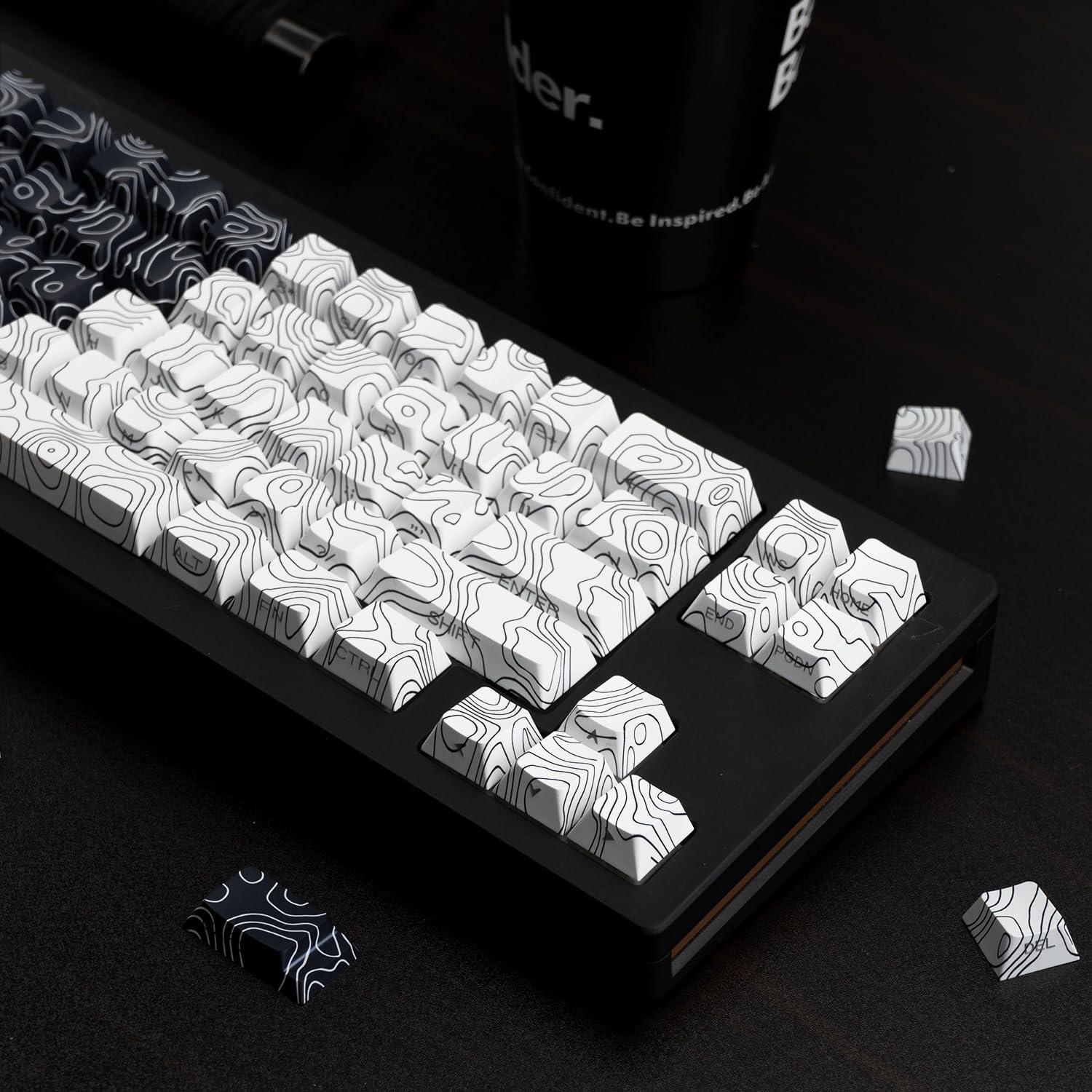 Juego de Teclas PBT Retroiluminadas TIMSEKER 131 Teclas Negro Blanco