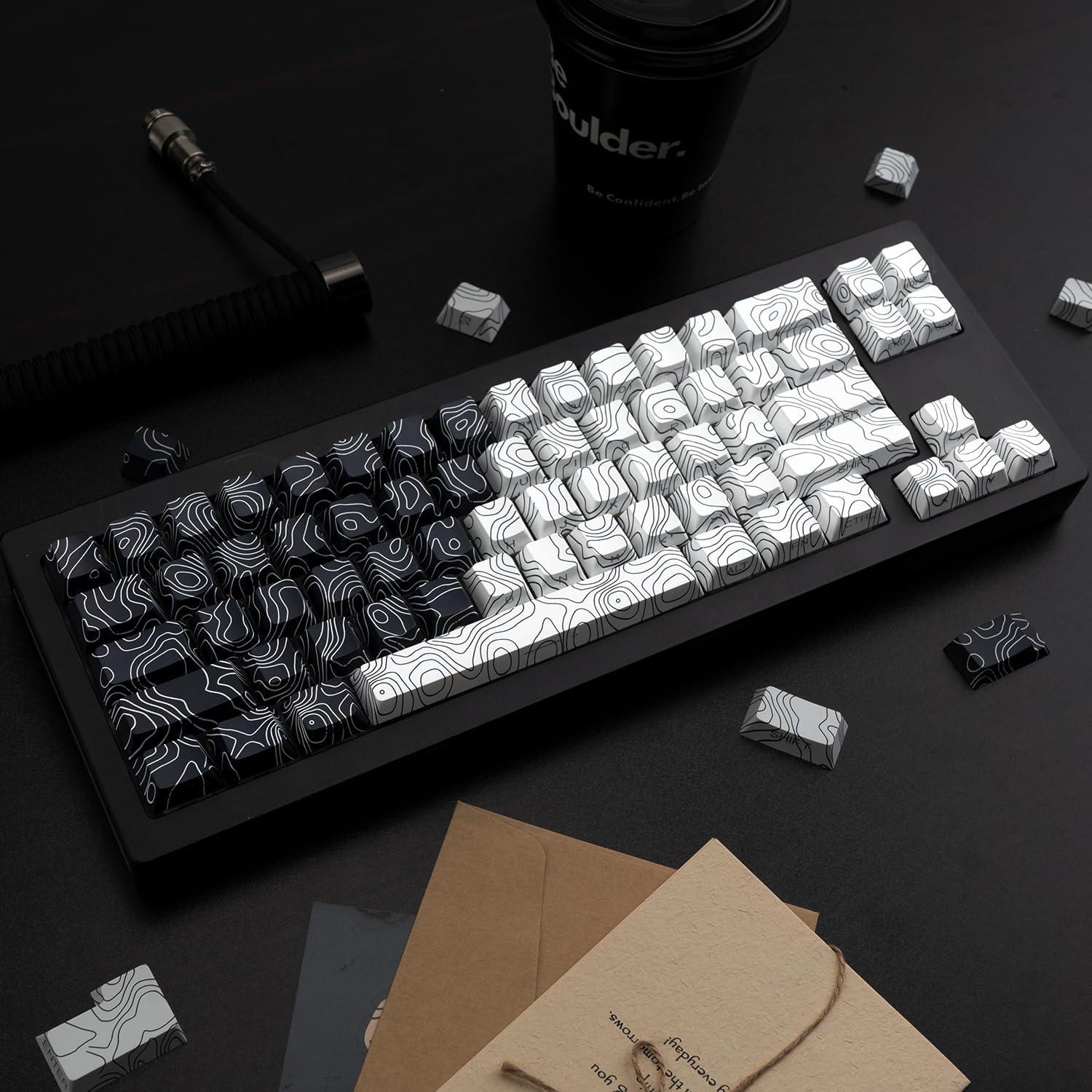 Juego de Teclas PBT Retroiluminadas TIMSEKER 131 Teclas Negro Blanco