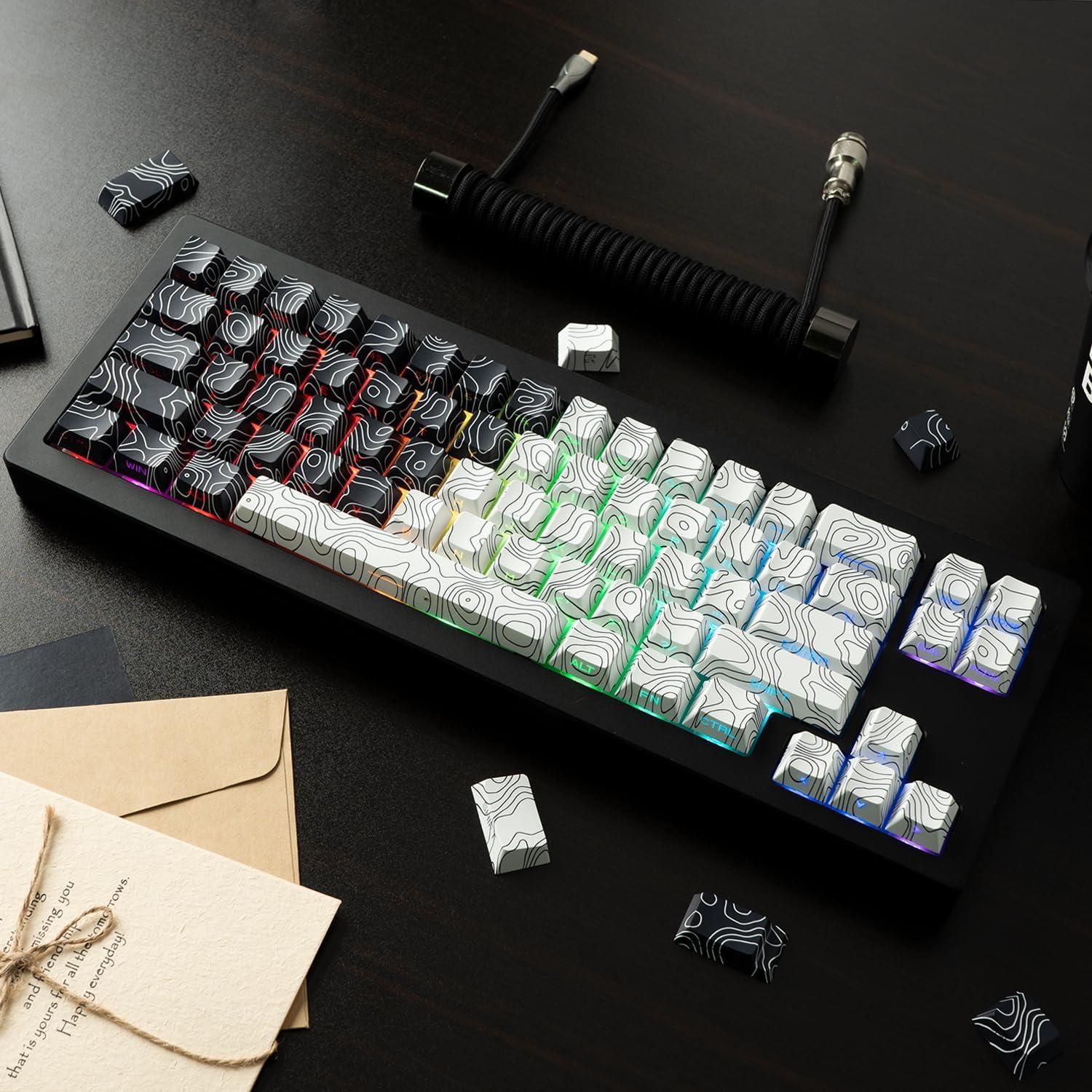 Juego de Teclas PBT Retroiluminadas TIMSEKER 131 Teclas Negro Blanco